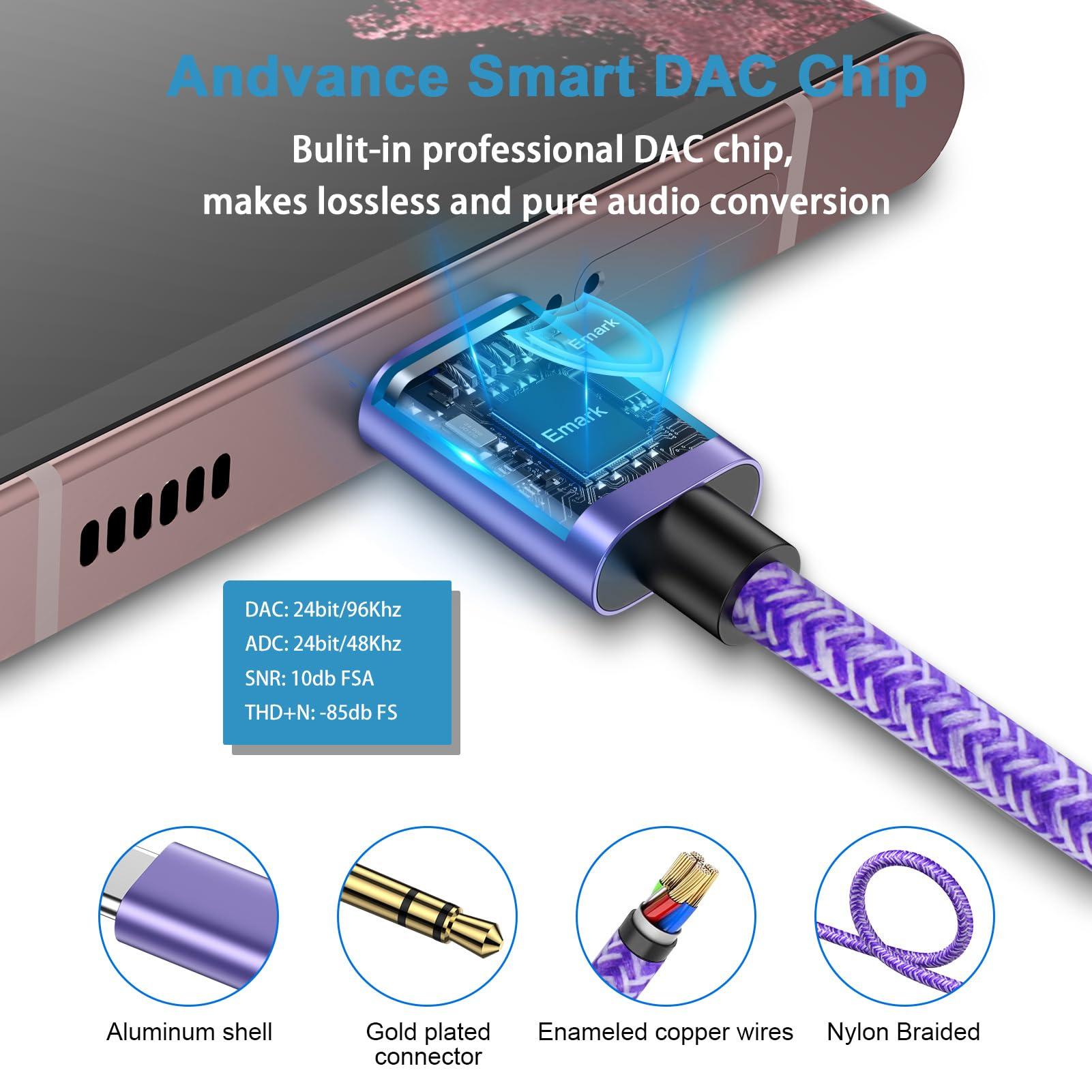 ABCPOW Samsung Audio Aux Car Stereo Jack Cable 3.3ft USB Type C to 3.5mm Headphone Jack Adapter Dongle Cord for Galaxy A17 A26 A36 A56 S25 Ultra S25 Plus S25 S24 Ultra S23 FE A16 A15 A55 A35 A32