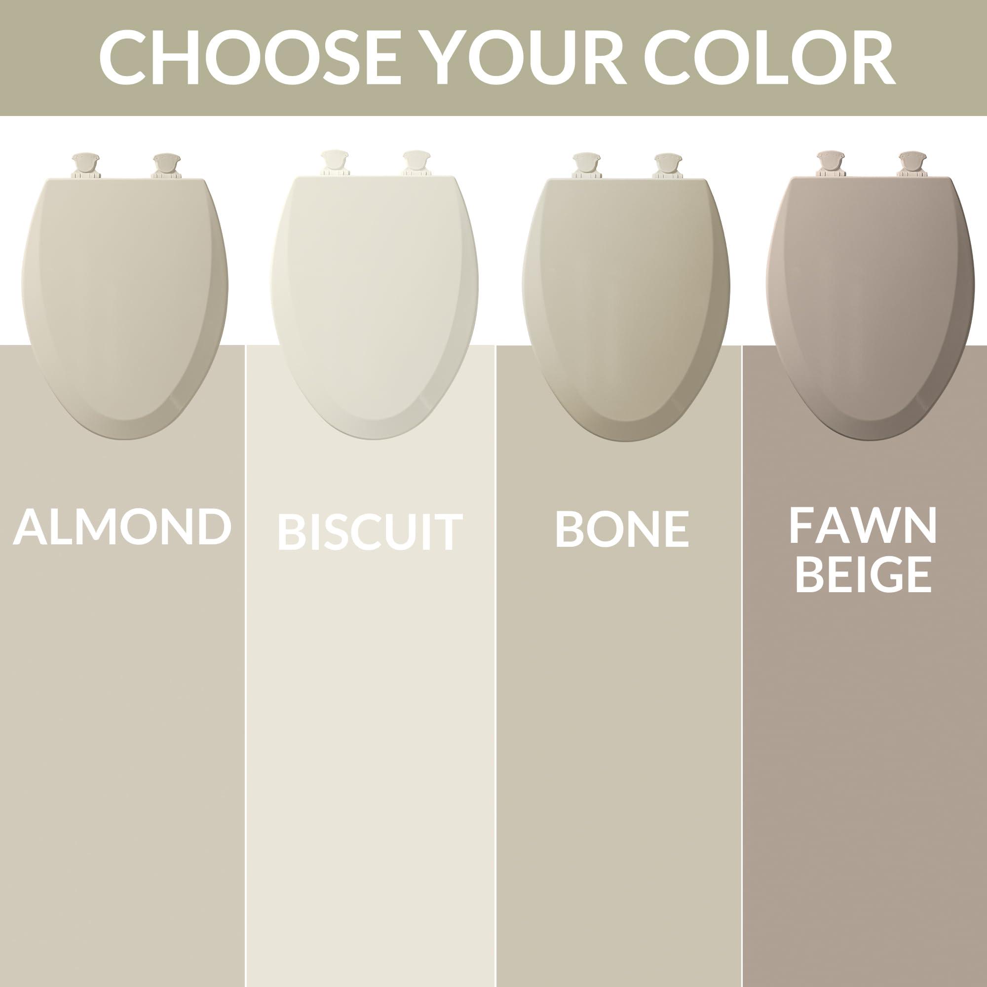 Bemis Bemis 500EC Durable Wood Toilet Seat with Easy Clean Hinges, Round, Biscuit