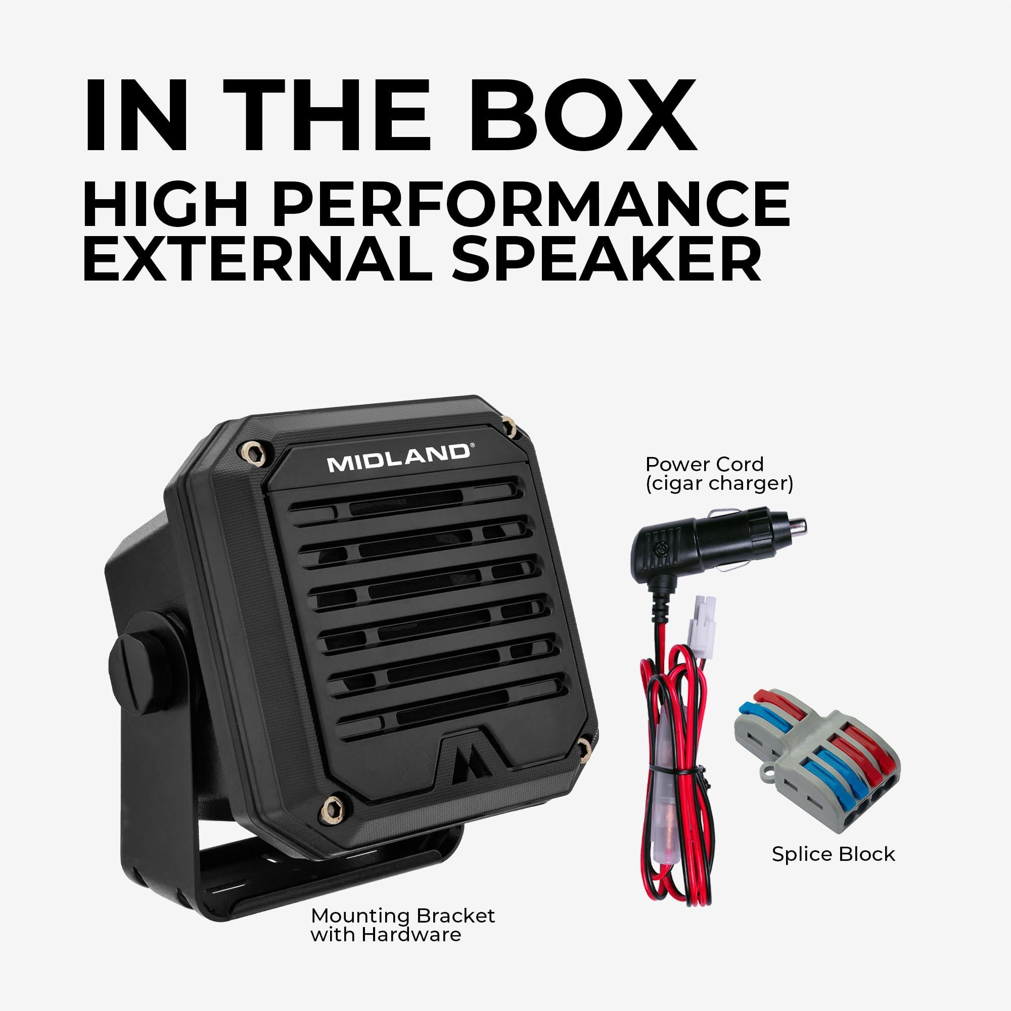 Midland Midland SPK200 - Amplified External Speaker with AI Noise Cancellation, 20 Watts of Power, 8 OHMS Dynamic Sound, IP67 Waterproof (Ultimate)