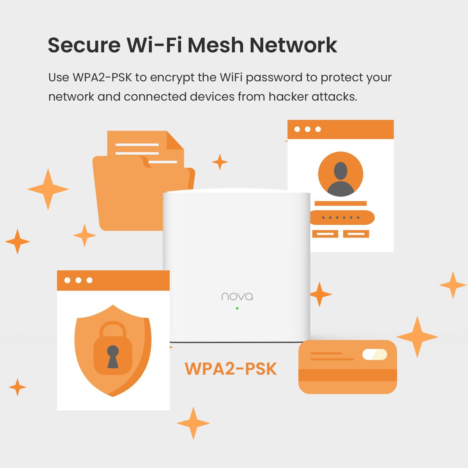 Tenda Tenda Nova Mesh WiFi System MW5G - Covers up to 3500 sq.ft - AC1200 Whole Home WiFi Mesh System - Gigabit Mesh Router for 80 Devices - Dual-Band Mesh Network to Replace Router and Extender - 3-Pack
