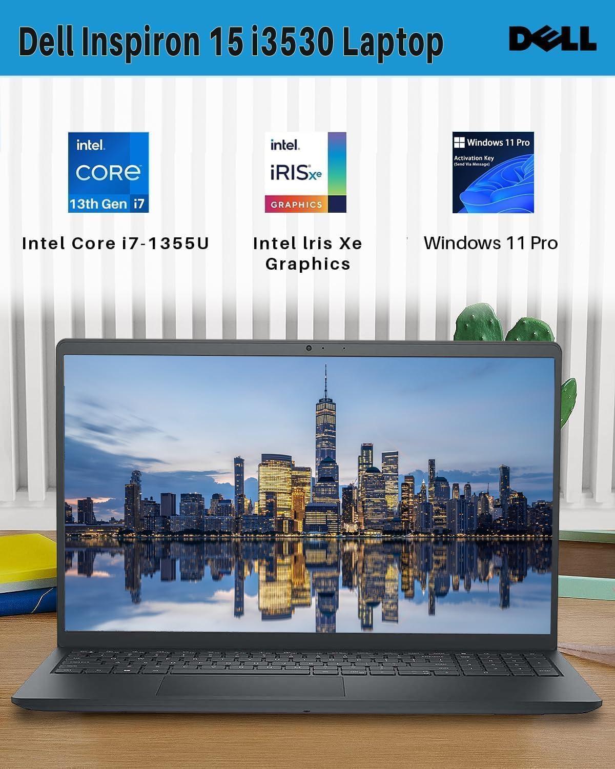 Dell DELL Inspiron 15 Touchscreen Laptop for Business, 15.6" Anti-Glare FHD Laptop, 13th Gen Intel Core i7-1355U(Up to 5GHz, 10 Cores), 64GB RAM, 2TB SSD, 1TB HDD, Wi-Fi 6, Win 11 Pro, with Wired Mouse
