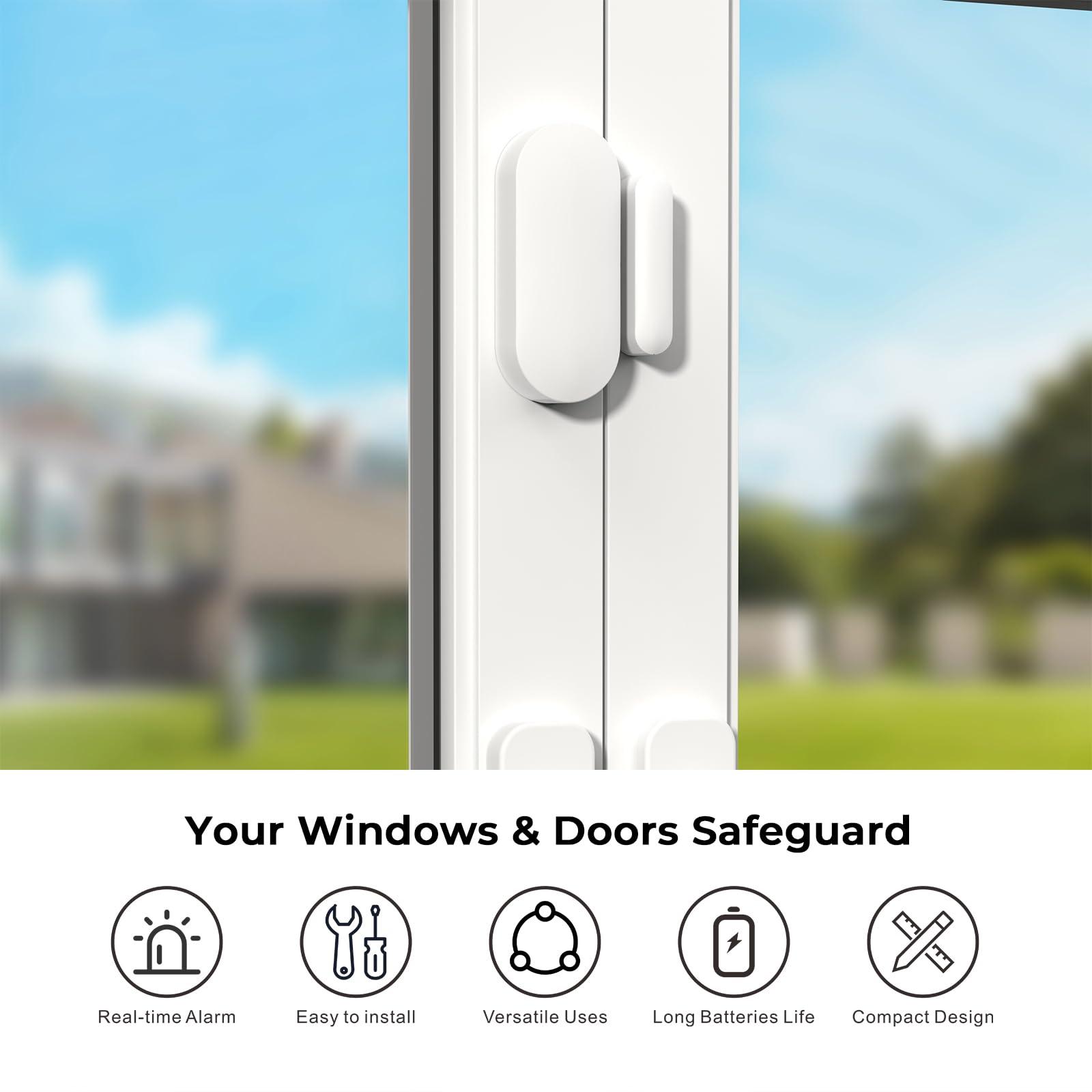 Clouree Touch Screen Alarm System for Whole House Security, WiFi Wireless Home Alarm 20 Piece Kit with Siren, PIR Motion Sensor, Remote Controls, Window/Door Sensor,Support SMS Push