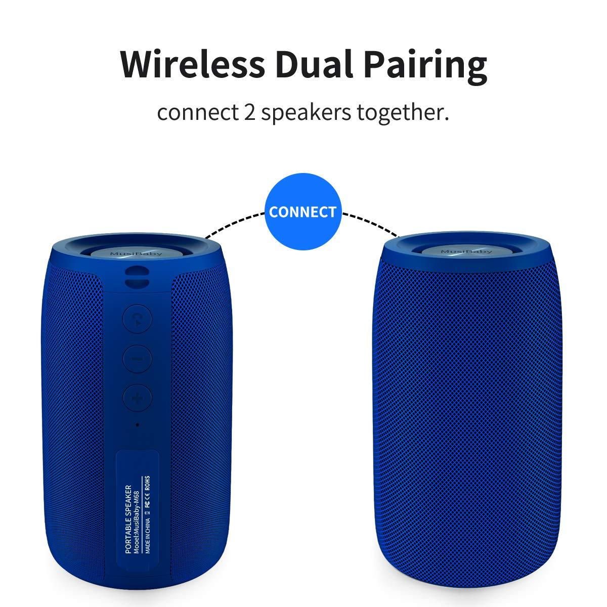 MusiBady Bluetooth Speaker,MusiBaby Wireless,Waterproof,Outdoor,Portable Speaker,Dual Pairing,Loud Stereo,Booming Bass,24H Playtime Wireless Speaker for Home,iPhone,Party,Gifts(Blue)