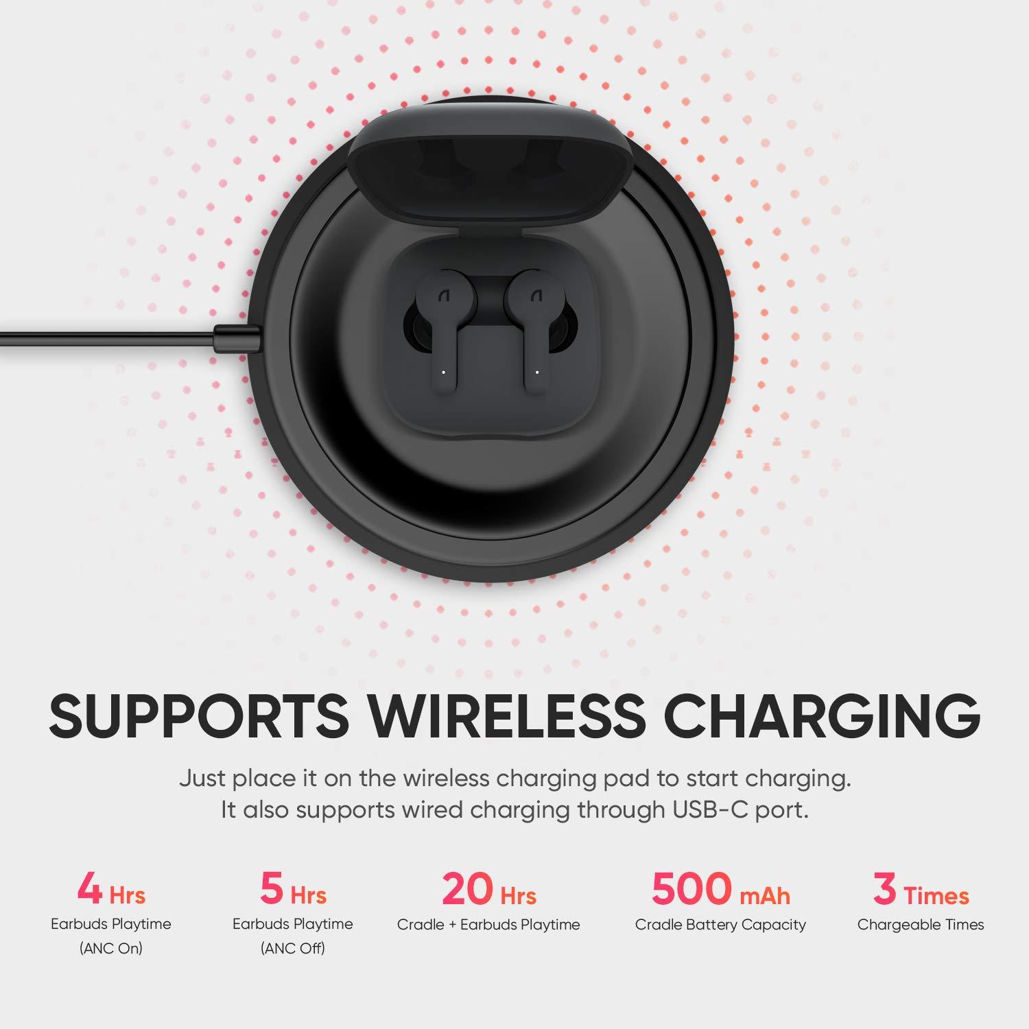 ABKO ABKO Active Noise Cancelling True Wireless Earbuds ANC Bluetooth Headphones in-Ear USB-C Wireless Charging with Microphone Built-in Mic EC10 Black