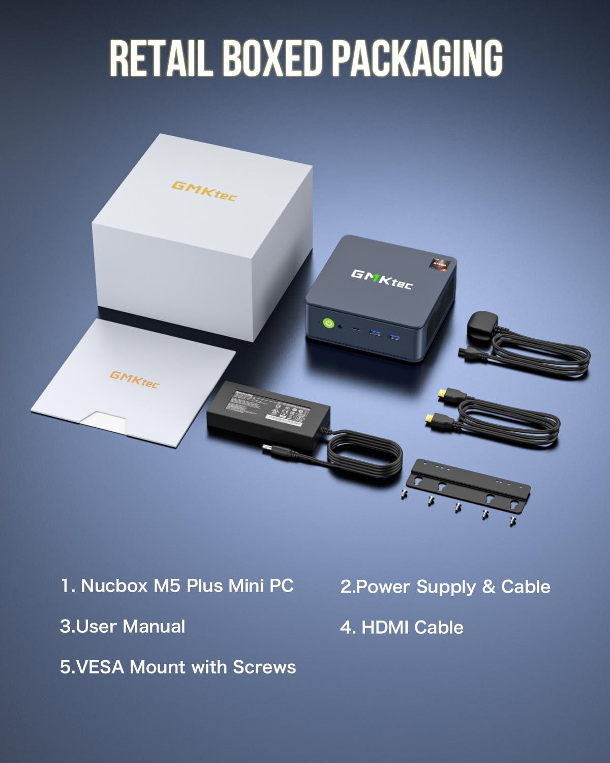 GMKtec GMKtec Mini PC AMD Ryzen 7 5825U (Turbo 4.5GHz) Dual NIC 2.5G Gaming Desktop Computers 16GB DDR4 512GB SSD Dual LAN 2.5G/ WiFi 6E, USB3.2, USB-C, BT 5.2, DP, HDMI, Dual Fan