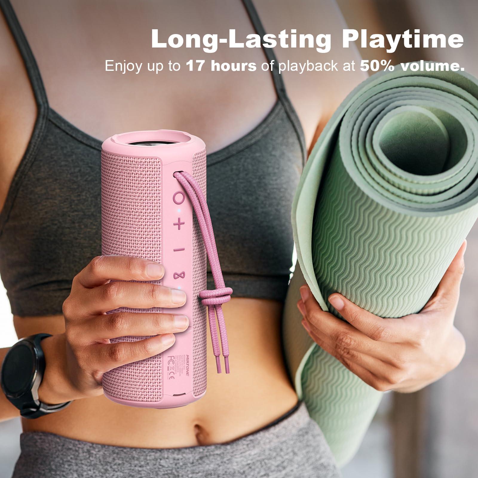 MIATONE MIATONE Boombox Outdoor Portable Bluetooth Speaker Waterproof Wireless Speakers Valentines Day Gifts for Women Mom Her - Pink