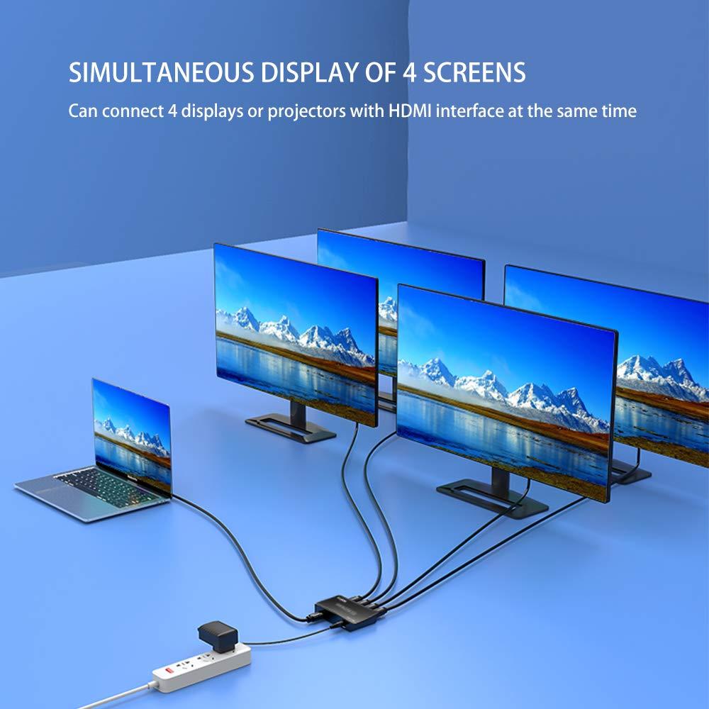 RYXN HDMI Splitter 1 in 4 Out, 1x4 HDMI Splitter Support 4K@60Hz Full HD 1080P & 3D, Compatible with Xbox PS3/4 Roku Blu-Ray Player