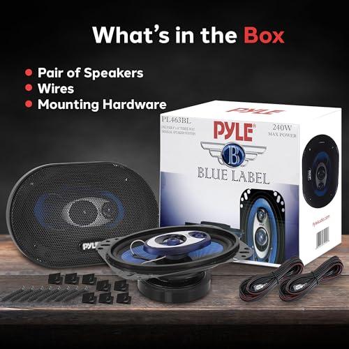 Pyle Pyle 4'' x 6'' Three Way Sound Speaker System - Pro Mid Range Triaxial Loud Audio 240 Watt per Pair w/ 4 Ohm Impedance and 3/4'' Piezo Tweeter for Car Component Stereo PL463BL