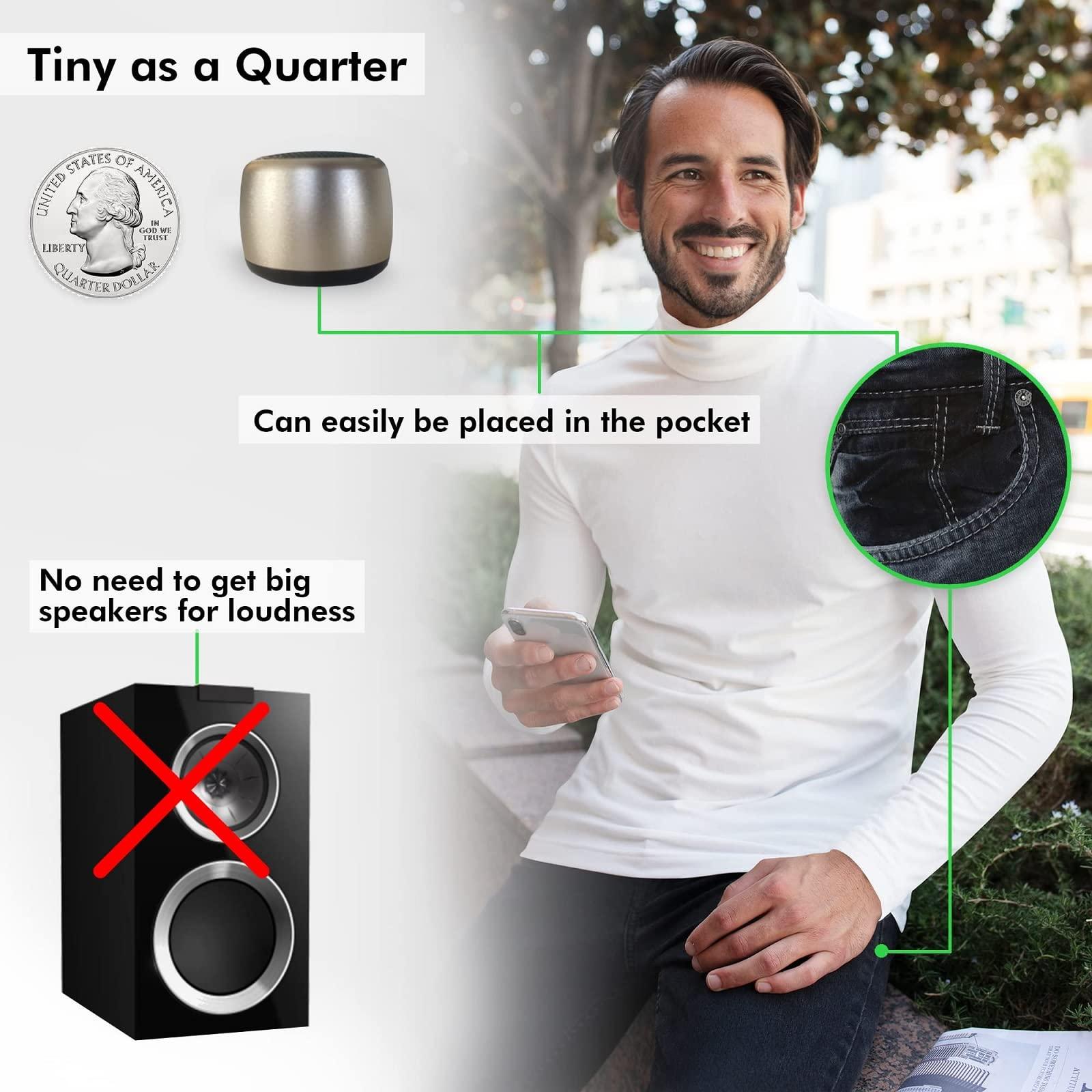 ys Best Mini Portable Bluetooth Speaker with HD Sound & Bass I Smallest Wireless Bluetooth Speakers for Phone/PC/Tablet I Photo Selfie Button Answer Phone Calls I Cute Tiny Speaker, Gold