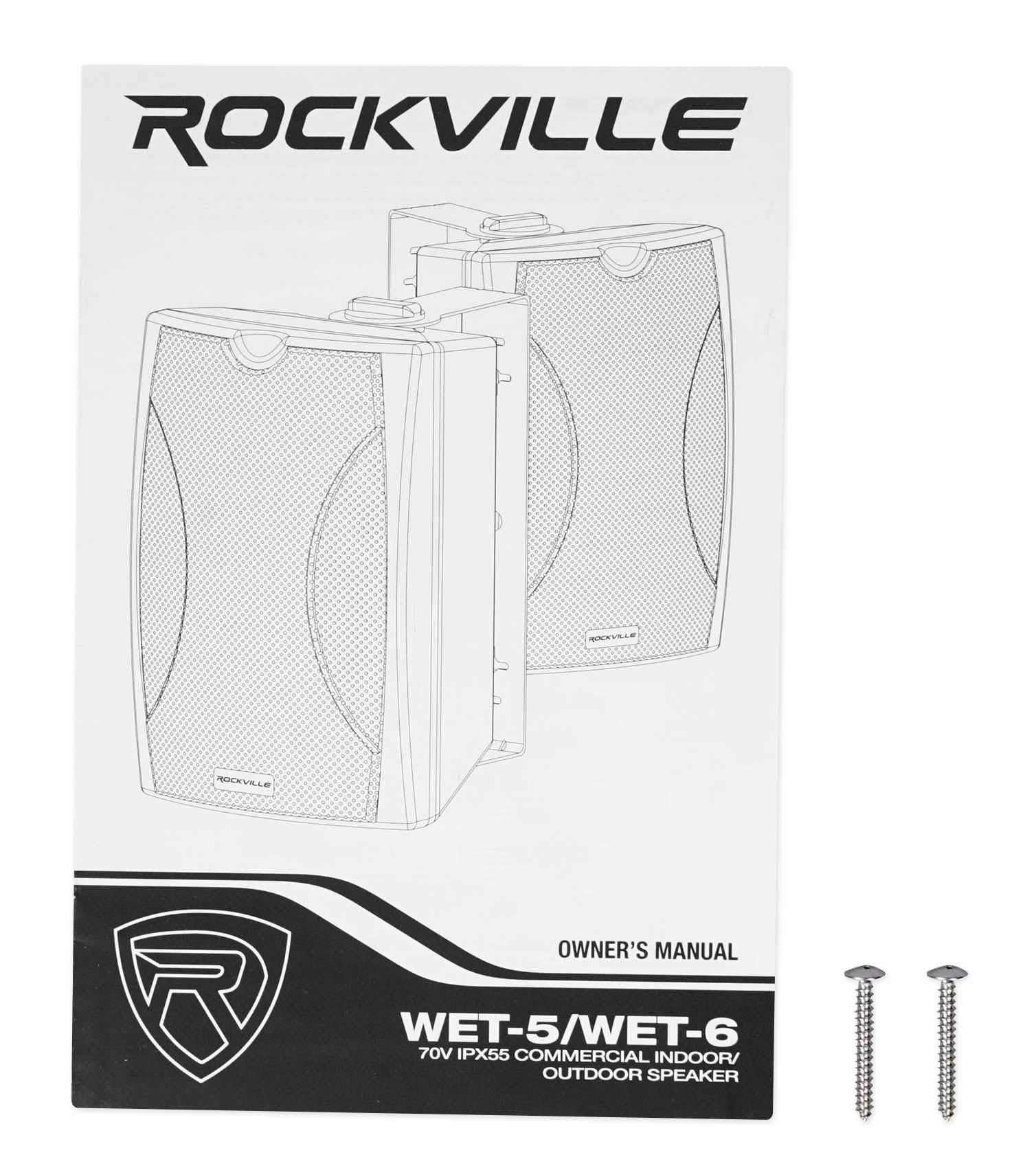 Rockville Rockville 5 WET-6B 70V 6.5" IP55 Black Commercial Indoor/Outdoor Wall Speakers