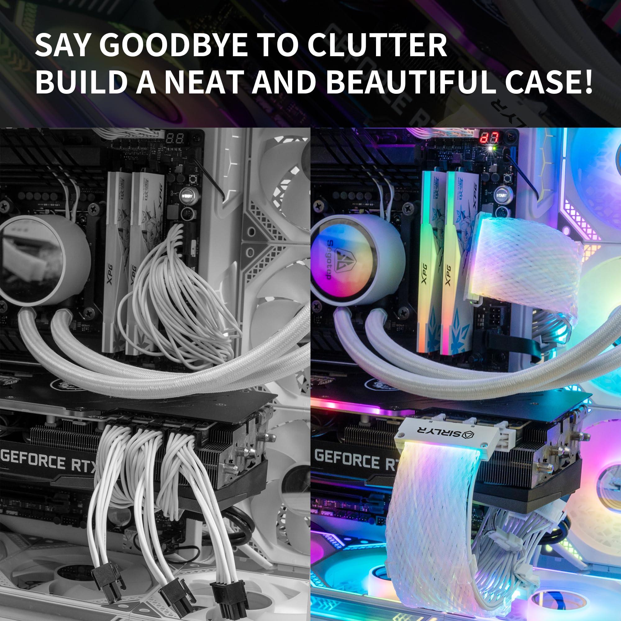 Sirlyr Sirlyr RGB PSU Cables,Full White ARGB GPU Power Supply Cable 3 * 8(6+2) Pin,Strimer Extension Cable Kit 5V 3Pin Synchronized,Customed White PC Chassis (White Connector)