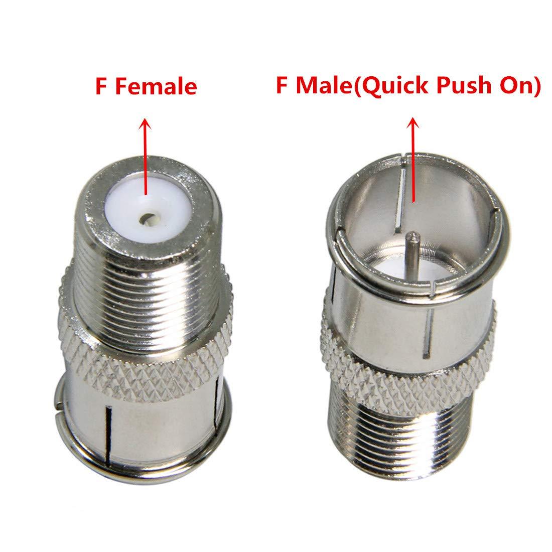 Ullnosoo Coax Quick Connect, 2 Pack Ullnosoo F Type Male to Female Push on Connector Adapter Plug for TV, Antenna, Coaxial Cable, RV Satellite Receiver