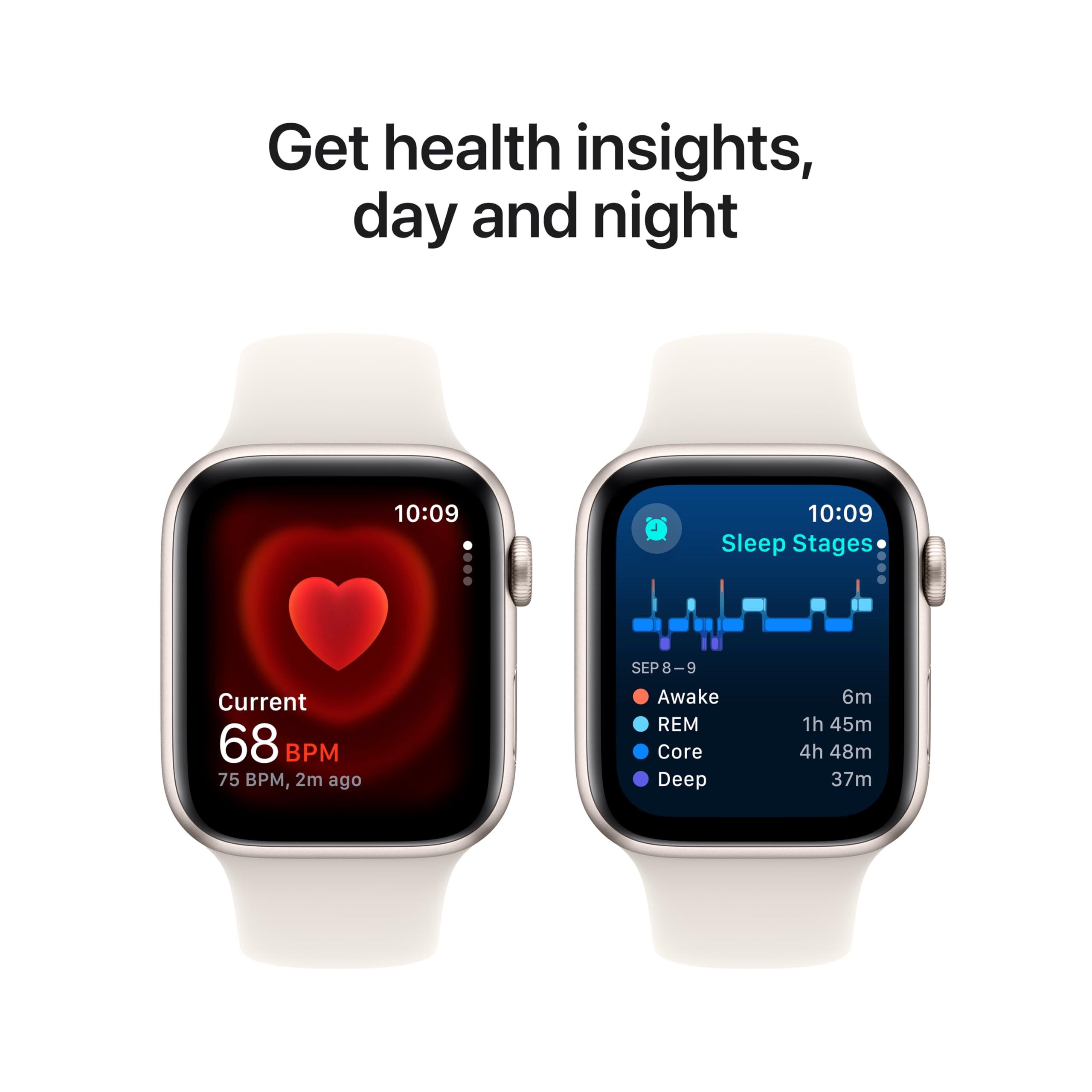 Apple Apple Watch SE (2nd Gen) [GPS + Cellular 44mm] Smartwatch with Starlight Aluminium Case with Starlight Sport Band M/L. Fitness and Sleep Trackers, Crash Detection, Heart Rate Monitor, Retina Display