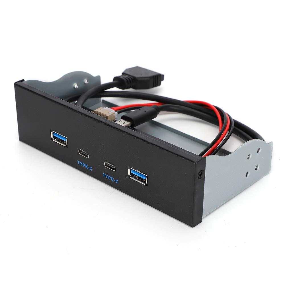 ASHATA USB3.0+2.0+Type C Type E Panel Computer Parts Type C Front Panel, Desktop Accessories Black GEN2 Front Panel USB 3.1 Front Panel, for PC Computer