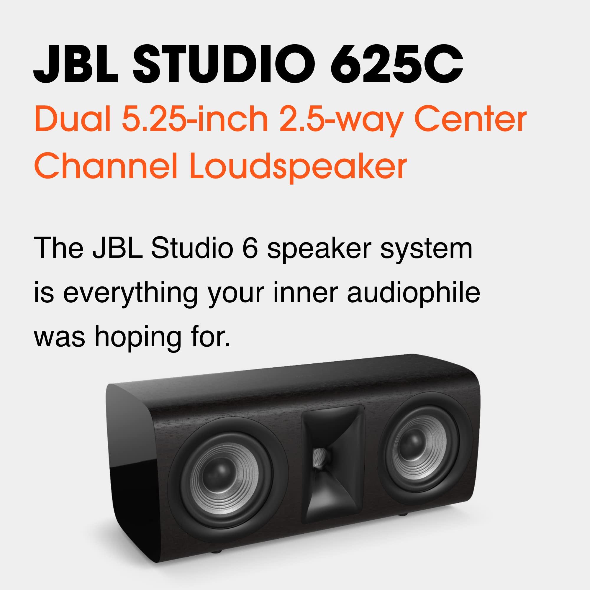 JBL JBL Studio 625C, Dark Wood - 2.5-Way Center Channel Loudspeaker - with 2414H-1 Compression Driver, High-Definition Imaging Horn & Dual 5.25 PolyPlas Cone Woofers