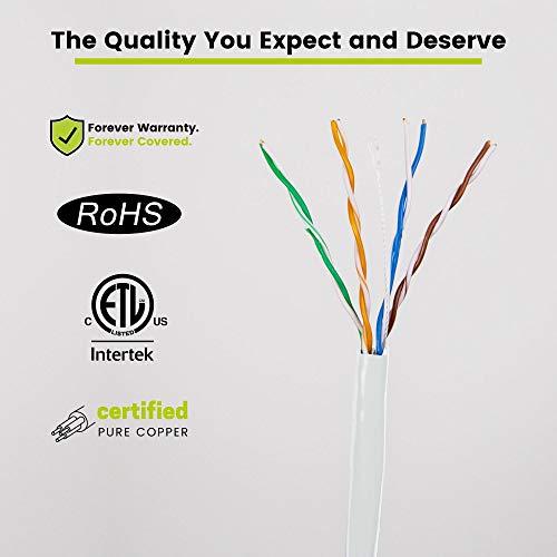 TRUE CABLE trueCABLE Cat5e Riser (CMR), 1000ft, White, 24AWG 4 Pair Solid Bare Copper, 350MHz, PoE++ (4PPoE), ETL Listed, Unshielded Twisted Pair (UTP), Bulk Ethernet Cable