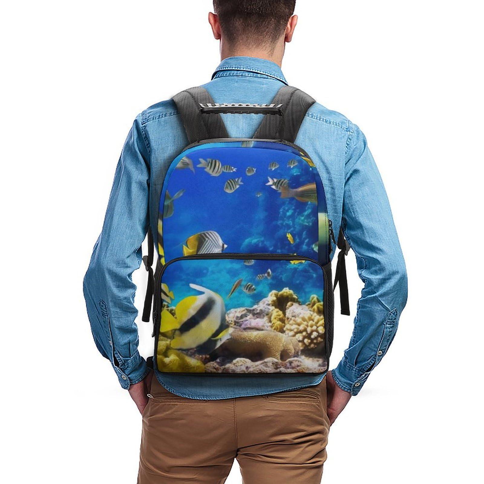 GYAUOLOP034 Tropical Fish with Coral Reef Travel Backpack 16 in Laptop Bag Lightweight Rucksack Business Daypack for Work Office