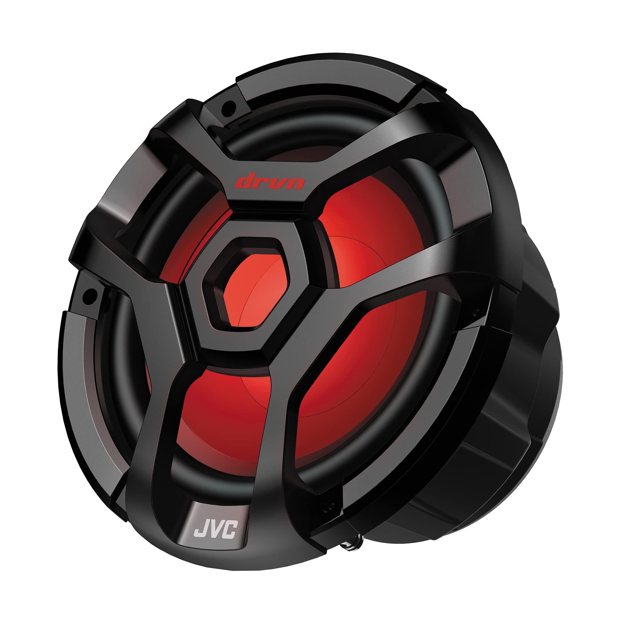 JVC JVC CW-DR1040ML 10-Inch RGB Illunimanation Outdoor Marine/Car Audio Subwoofer - 1,300 Watt Single Black Waterproof Bass Loud Speaker for Marine Stereo Sound System