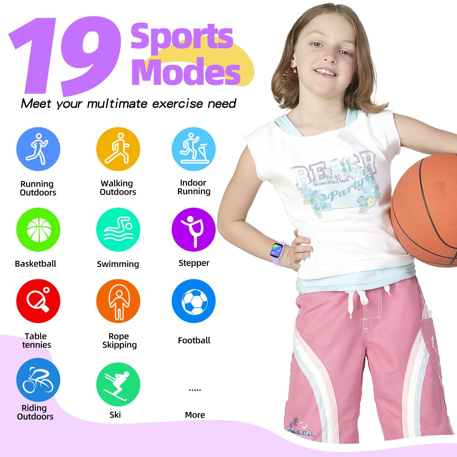 YOUSOKU YOUSOKU Kids Smart Watch Girls Boys, Fitness Tracker for Kids, 1.5 Inch DIY Dial, 19 Sport Mode, Sleep Monitor, Pedometers, Heart Rate, IP68 Waterproof, Great Gift for Boys Girls Teens