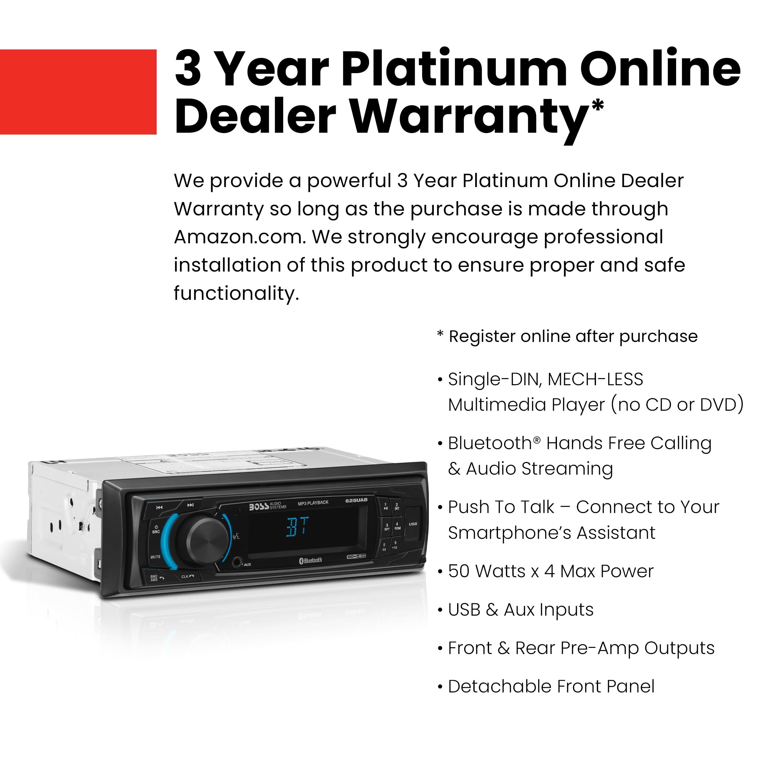 BOSS Audio Systems BOSS Audio Systems 625UAB Single DIN Car Stereo with Bluetooth - No CD DVD Player, AM/FM Radio Receiver, Aux Input, USB