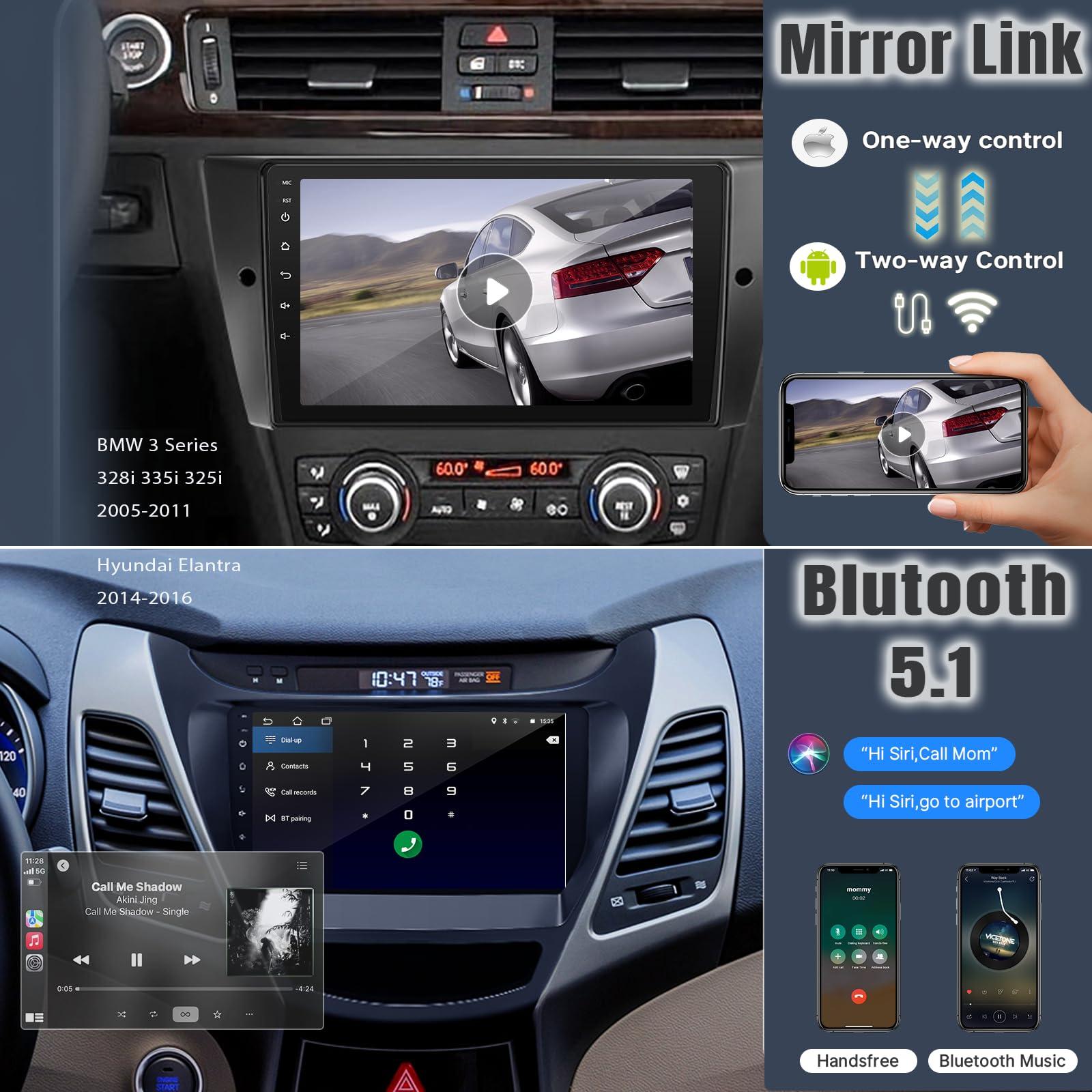 Leadfan 9 Inch Android Car Radio 2+32GB Double Din Stereo with Wireless CarPlay & Android Auto | GPS Navigation FM WiFi BT Dual USB AHD Camera,Universal Touch Screen for Car Upgraded