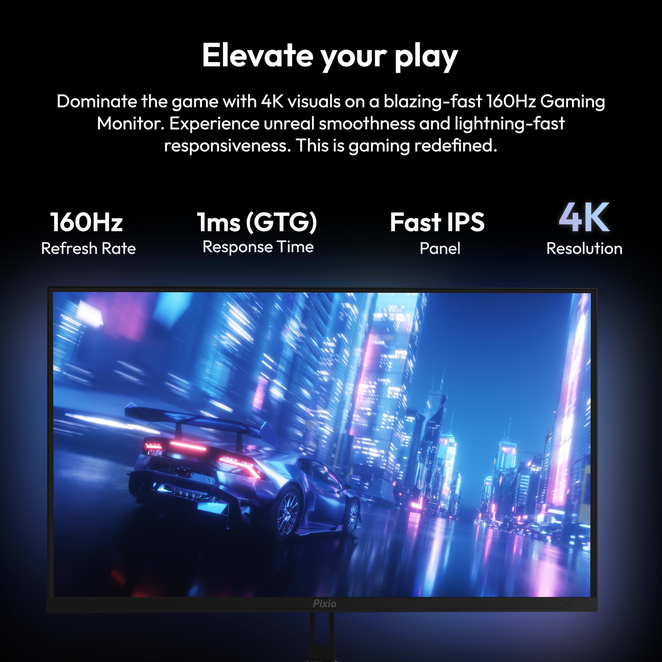 Pixio Pixio PX27U Wave 27 inch 160Hz Refresh Rate 4K 3840x2160p Resolution Fast IPS Panel 1ms GTG Response Time 4K Gaming Monitor with Adaptive Sync