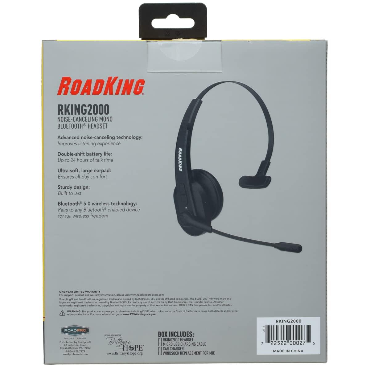 RoadKing RoadKing Truck Driver Headset RKING2000 Noise Cancelling Truck Driver Bluetooth Headset Wireless Headphones w/Mic
