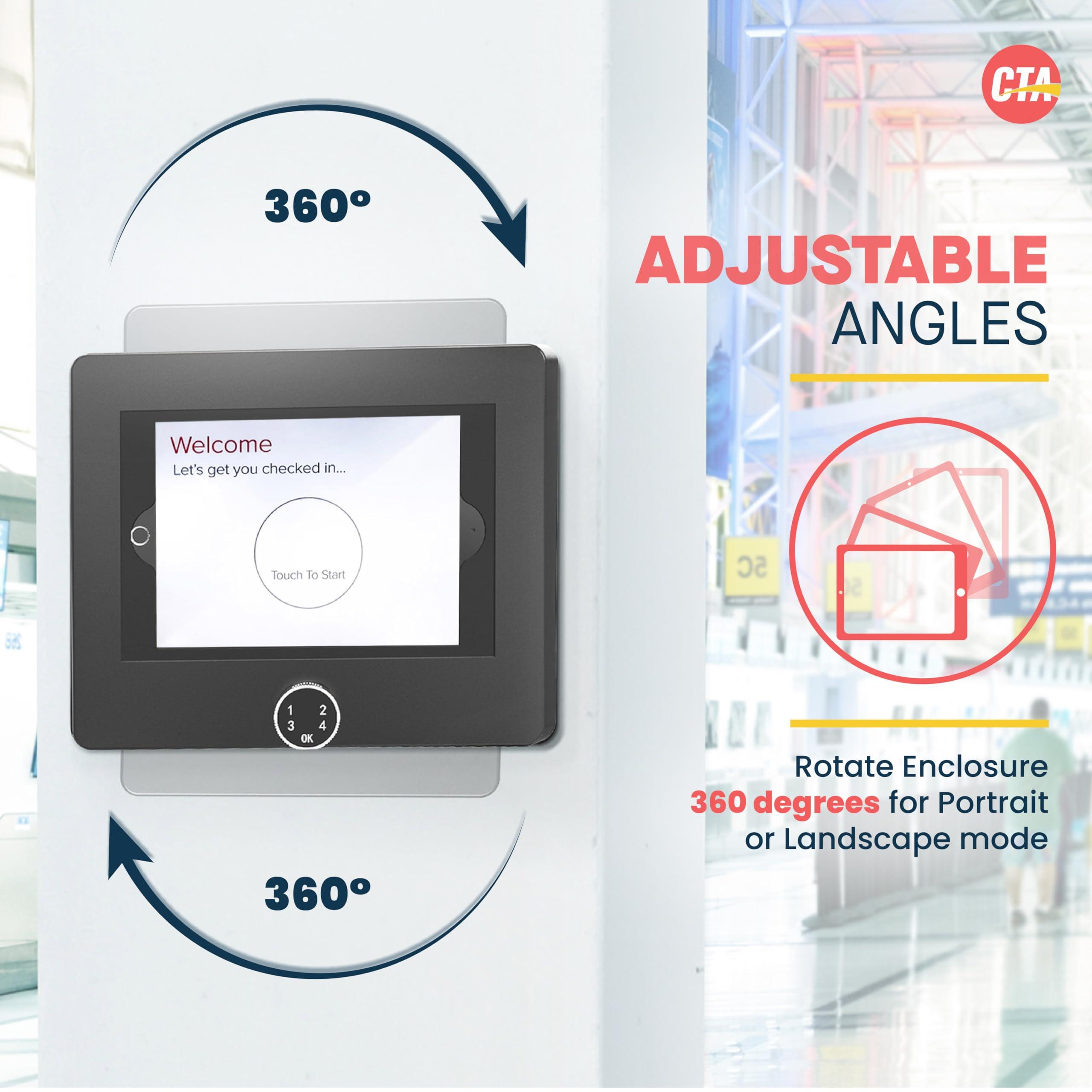 CTA Digital Locking iPad Tablet Wall Mount CTA Keyless Anti-Theft Tablet Wall Mount for iPad Air 11\" M2 (2024) - iPad Pro 11\" M4 (2024) - iPad 10th Gen 10.9\" - iPad Pro 10.5\" & More - Black (PAD-PARAWPCL)