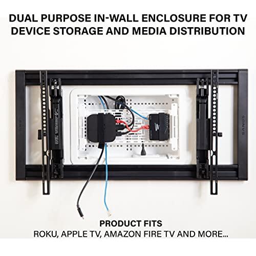 On-Q Legrand - OnQ 9 In. Media Enclosure, Wall Cable Management to Organize System Devices, Home Networking Panel Dual Purpose In Wall Enclosure for Device Storage, Media Box, White, ENP0905NAV1