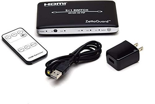 Zettaguard Zettaguard 3 Port 3 x 1 HDMI Switch with PIP (Picture in Picture)and IR Wireless Remote Control, HDMI Switcher Hub Port Switches for PS4 Xbox Apple TV Fire Stick Blu-Ray Player (ZW310)