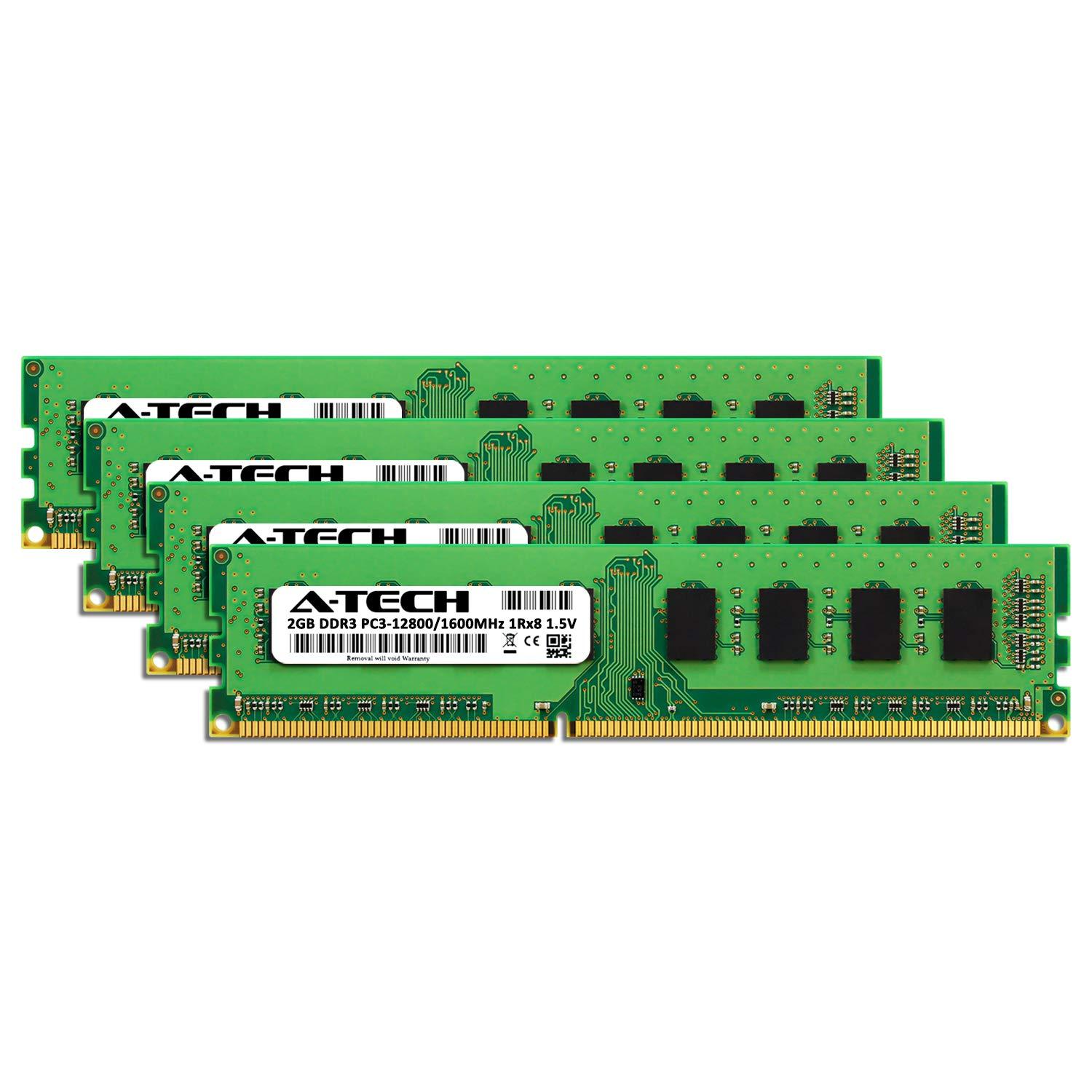 A-Tech Components A-Tech 8GB (4 x 2GB) DDR3 1600MHz PC3-12800 Desktop RAM Kit | Non-ECC DIMM 1Rx8 1.5V 240-Pin Memory Upgrade Modules