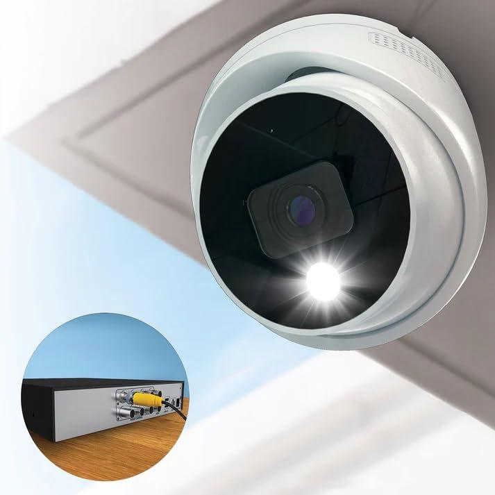 Night Owl Night Owl FTD4 Add On Wired 2K HD Indoor/Outdoor Deterrence Dome Cameras with 2-Way Audio (1-Pack) (Requires Compatible DVR - Sold Separately)