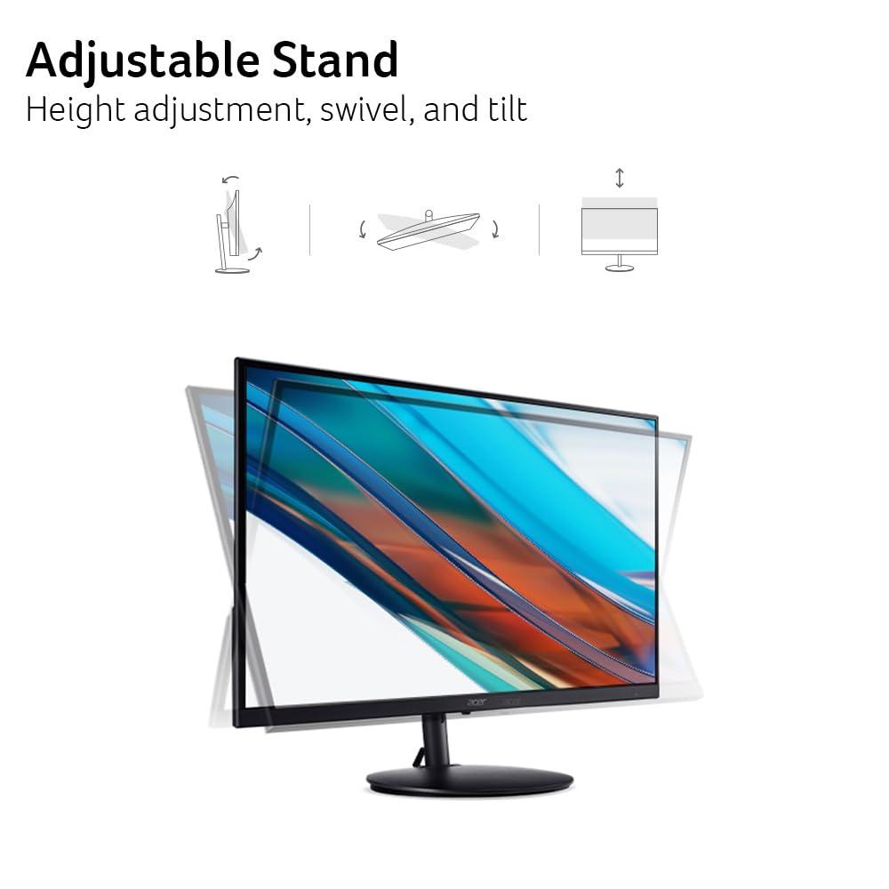 acer Acer SH242Y Ebmihux 23.8" Full HD 1920 x 1080 Home Office Ultra-Thin Monitor AMD FreeSync 1ms VRB 100Hz Zero Frame Height Adjustable Stand with Swivel & Tilt (USB Type-C & HDMI 1.4 Ports)