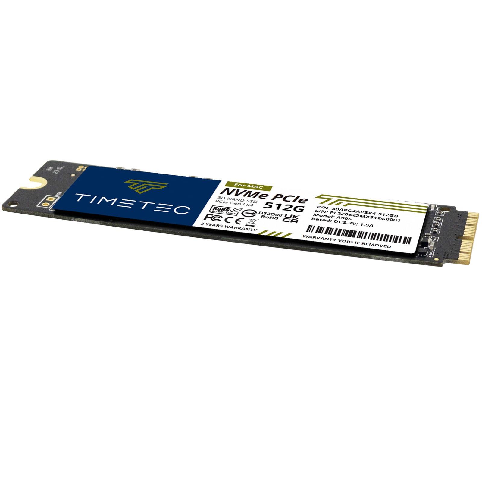 Timetec Timetec 512GB MAC SSD NVMe PCIe Gen3x4 3D NAND TLC Read Up to 2,000MB/s Compatible with Apple MacBook Air (2013-2015, 2017), MacBook Pro (2013-2015), iMac (2013-2019), Mac Pro (2013), Mac Mini (2014)