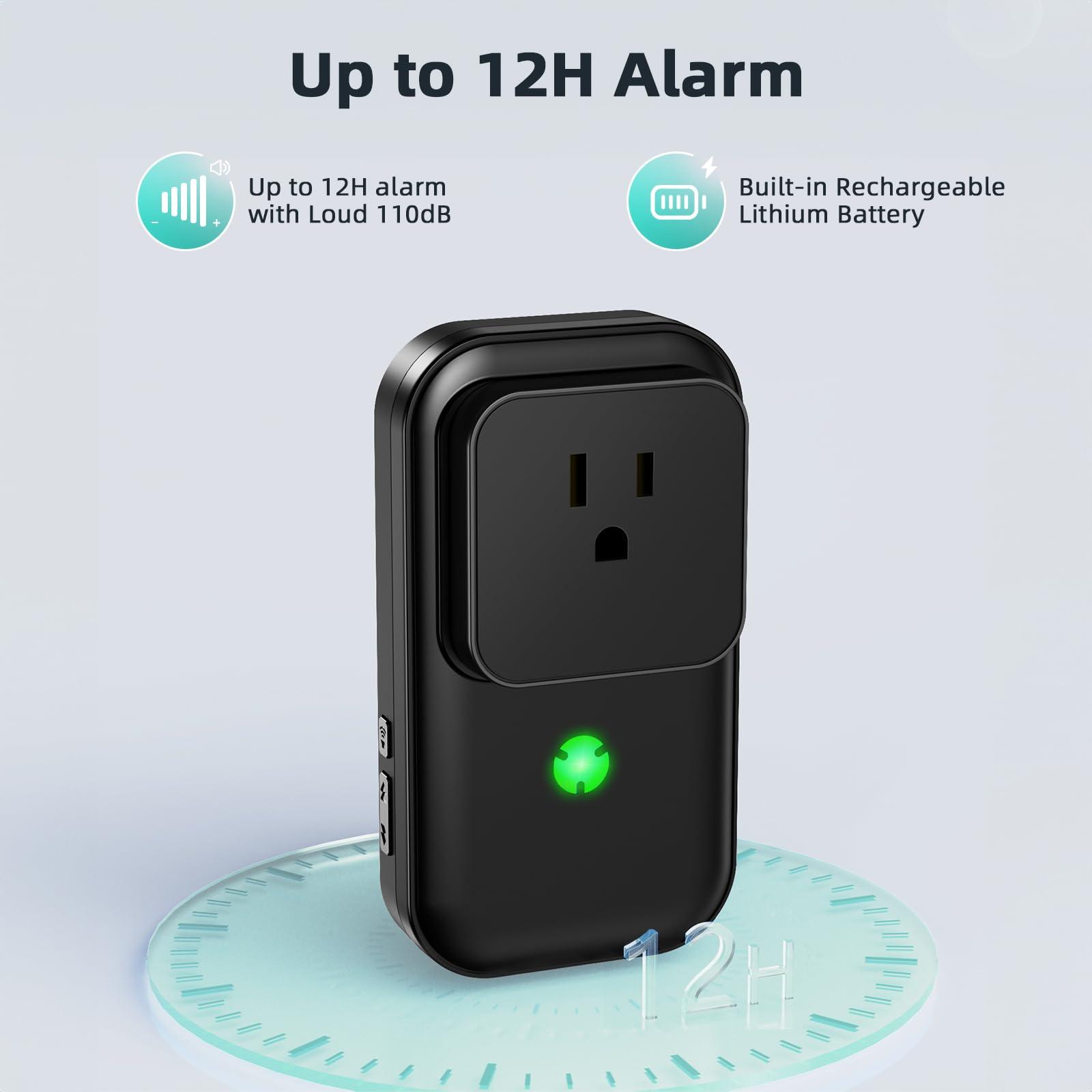 Satisure Power Failure Alarm for Freezer 3 Pack(1 Black + 2 White), Freezer Power Outage Alarm 7 Sirens, Freezer Alarm with 0-110dB Adjustable LED Indicator 12H Alert