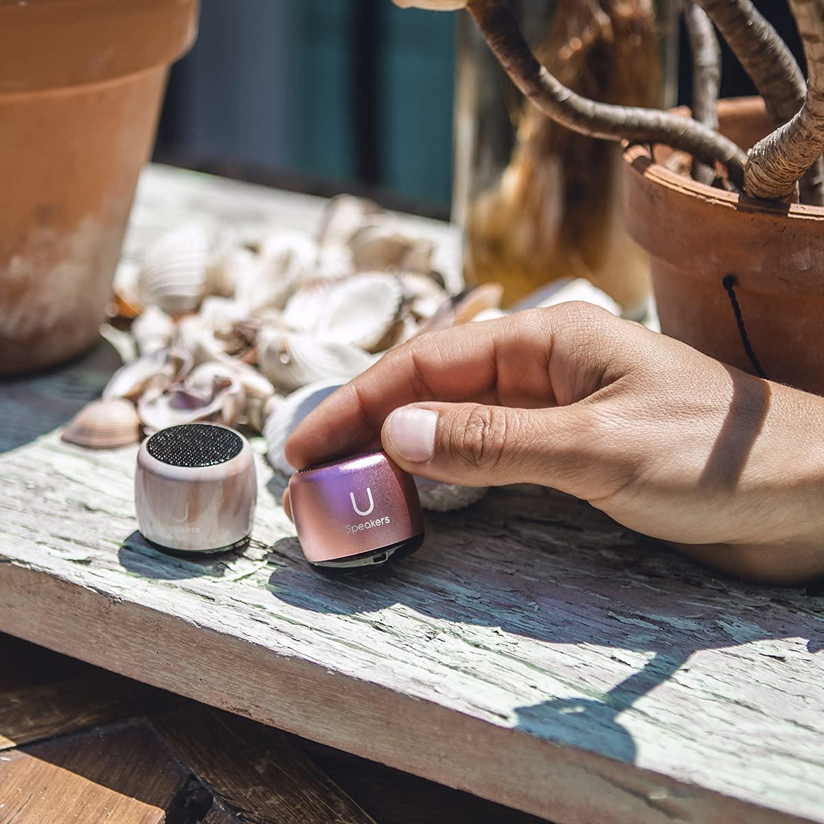 Fashionit Fashionit U Micro Bluetooth Speaker | Coin-Sized Speakers Bluetooth Wireless with Built-in Mic & Remote Shutter | Portable Rich Sound for Travel, Shower, Beach | Pink