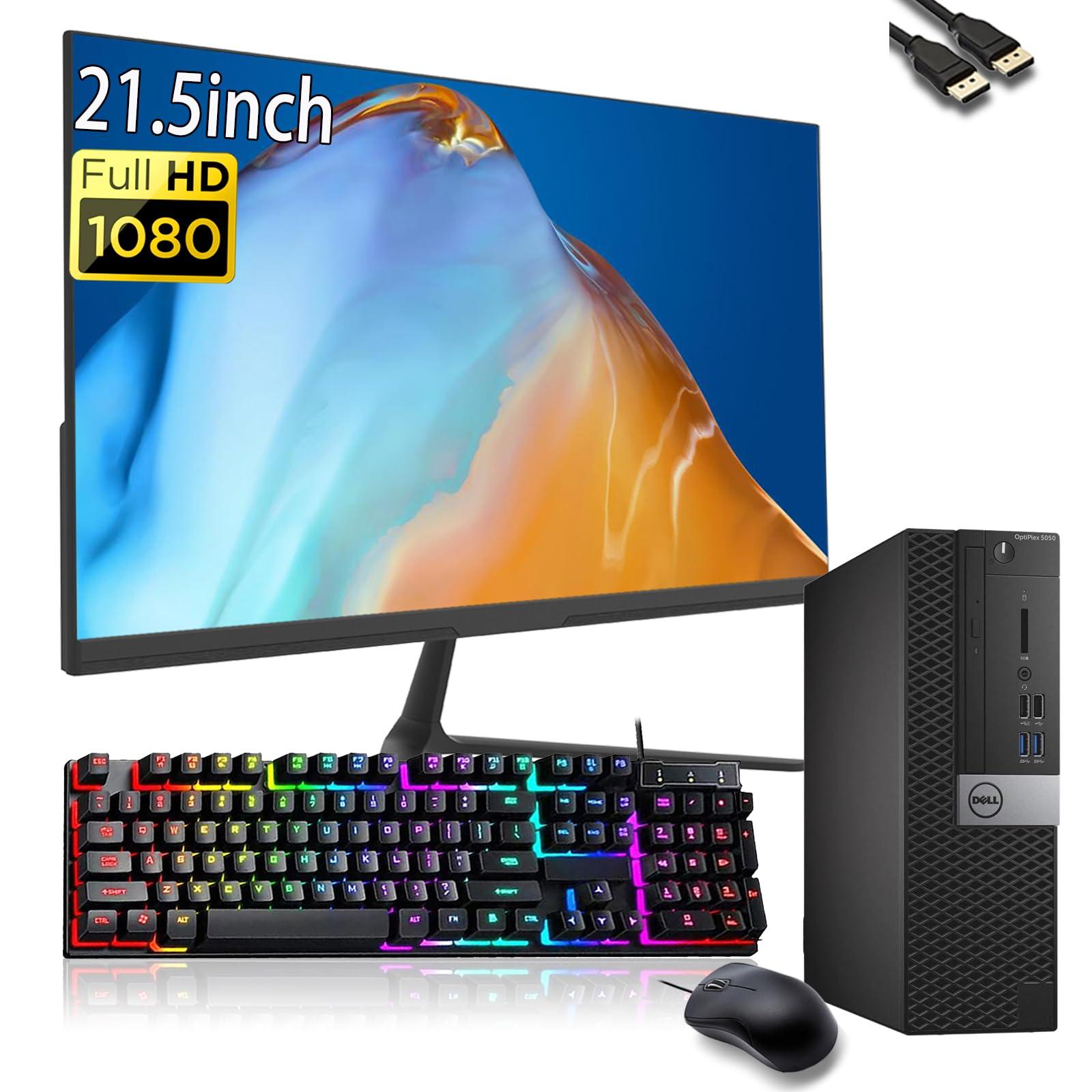 Dell Dell Optiplex 5050 SFF PC Desktop Computer with 21.5\" FHD(1920x1080) Monitor, i5-7500 3.4GHz, 16GB RAM, 256GB SSD, RGB Keyboard, Mouse, Win10 Pro (Renewed)