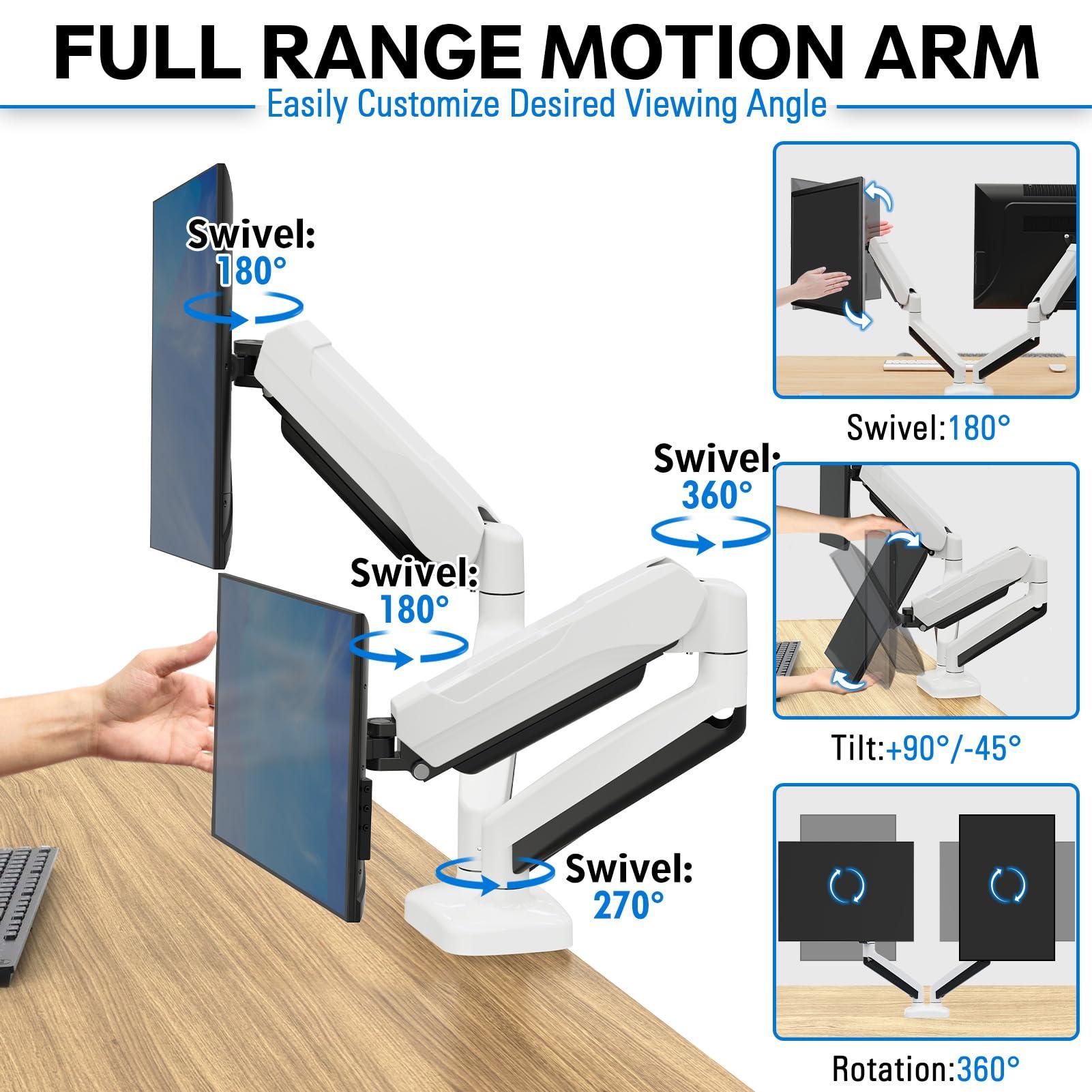 MOUNTUP MOUNTUP White Single Monitor Desk Mount & White Dual Monitor Desk Mount Bundle