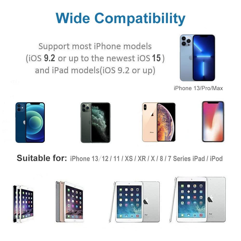 A-BST 3.5mm Headphone Splitter for iPhone iPad 3 in 1 Earphone Jack Adapter with Fast Charging Lightning Audio Jack Connector Compatible for iPhone 14 13 12 11 X XR XS 8 7 iPad