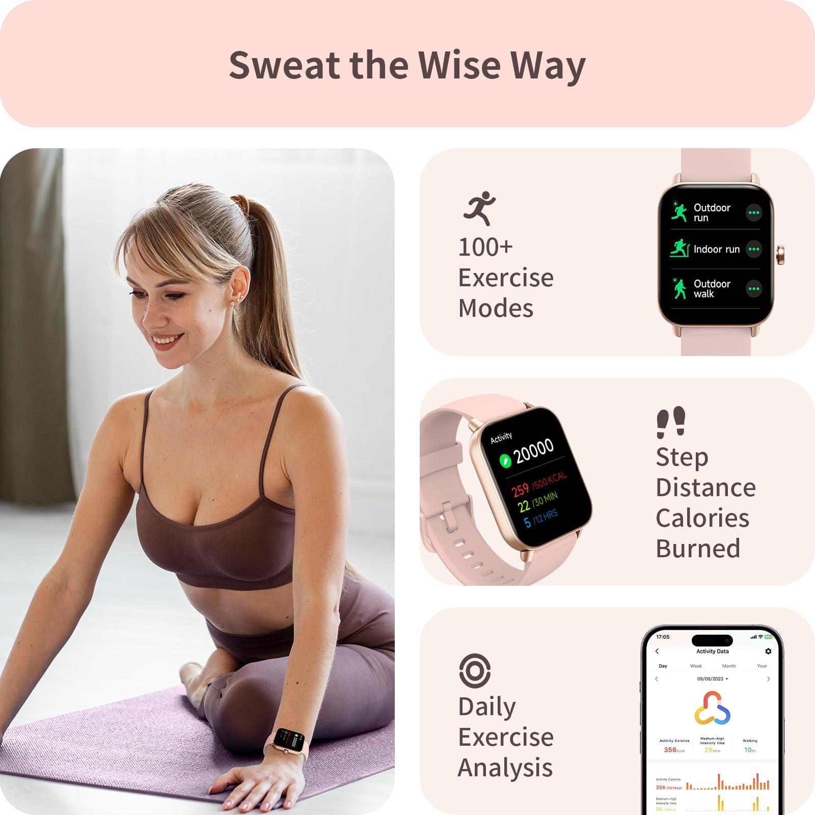 Yoever Yoever Smart Watch for Women iPhone & Android, 1.8" Smartwatch with Bluetooth (Answer/Makes) Built-in Alexa, Fitness & Sleep Tracker with 110+ Sport Modes, Heart Rate/SpO2 Monitor, IP68 Waterproof