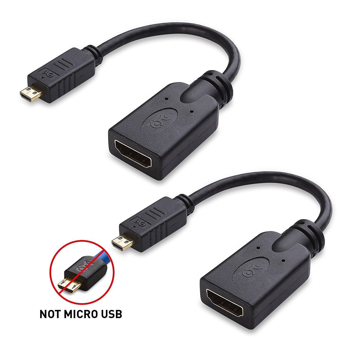 Cable Matters Cable Matters 2-Pack Micro HDMI to HDMI Adapter (HDMI to Micro HDMI Adapter) 6 Inches with 4K and HDR Support for Raspberry Pi 4 and Raspberry Pi 5