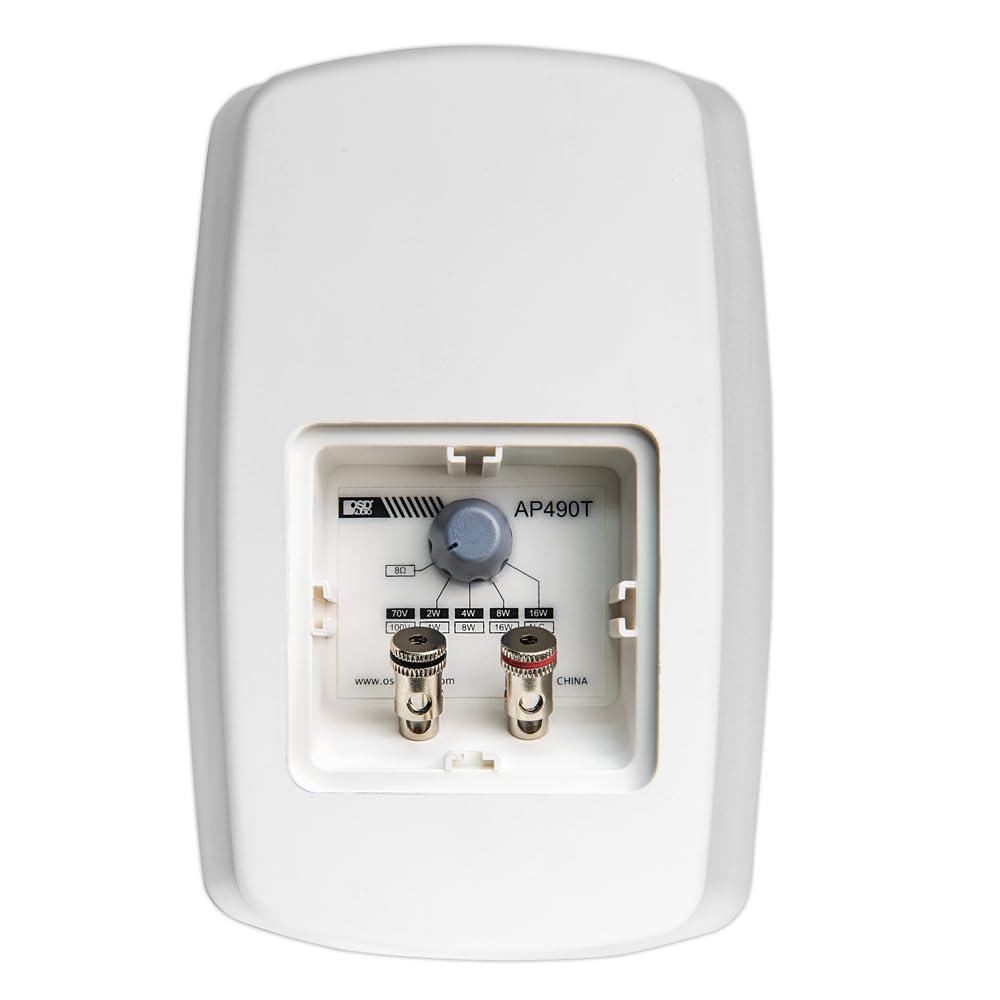 OSD Audio OSD AP490 4" Outdoor Patio Speaker Pair, 60W RMS and 70V, IPX6 Weather Resistant, Full Motion Bracket, White