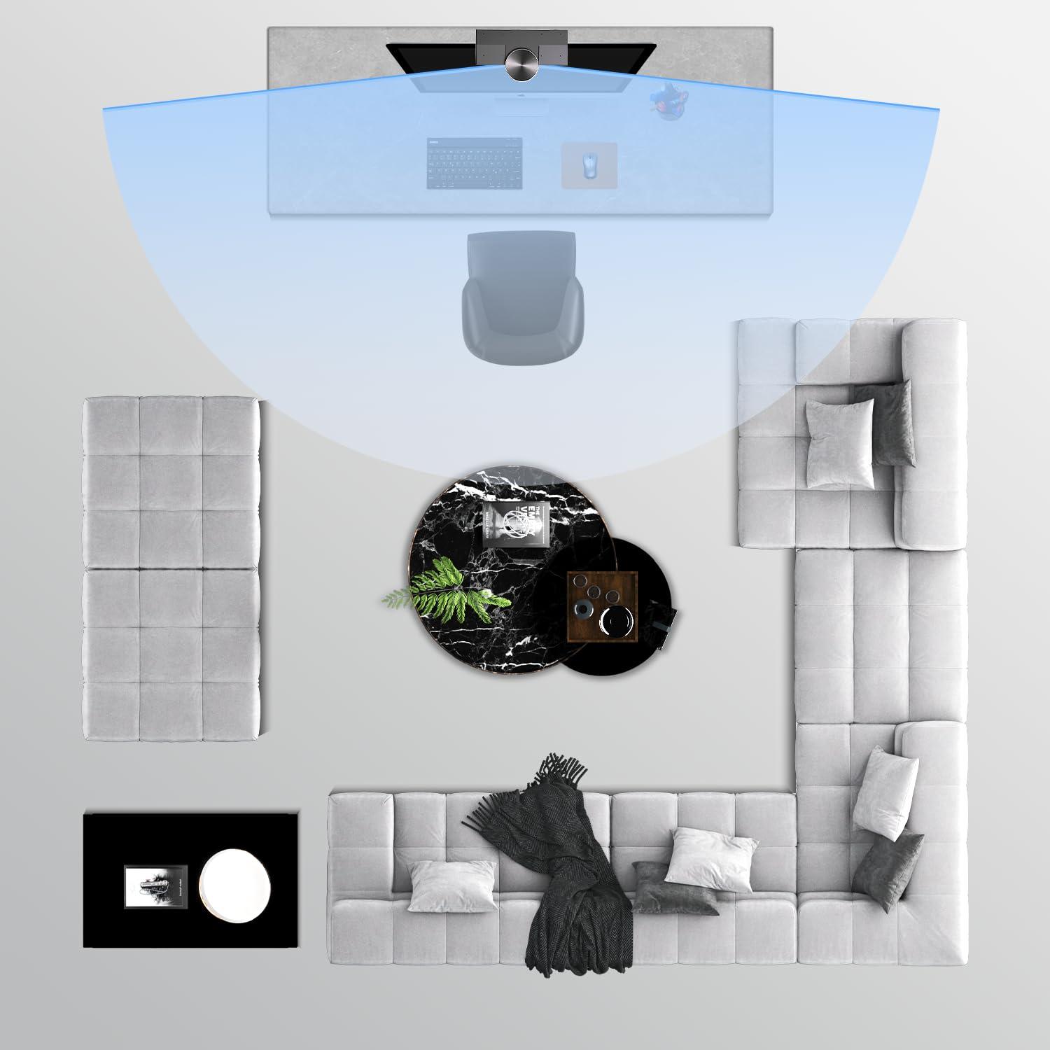 Meeteasy Panoramic 180 Video Camera, Immersive Video Conference Experience, both Overall and Speakers Close-up view, 1080P Webcam for Huddle Room and Homebased Office, Plug and Play with Micro SD Card Slot