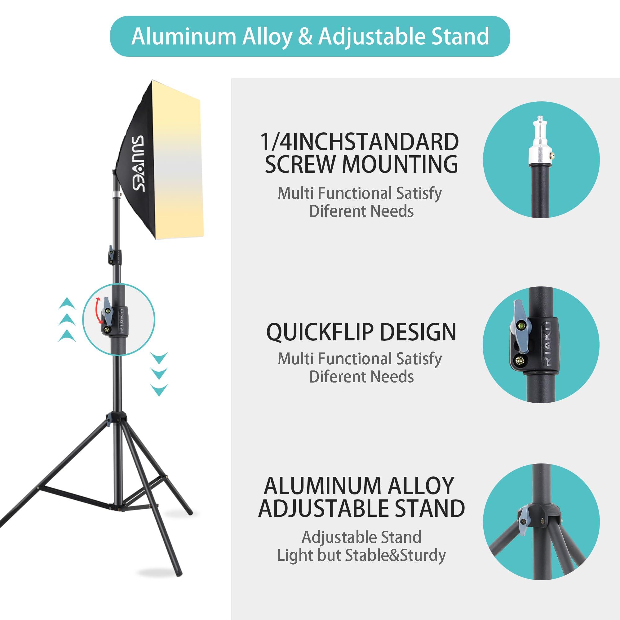 Sumajuc Photography Lighting Softboxes Kit with 8.5x10ft Backdrop Stands,5 Tripod Stands Lighting Soft Box with 3 ColorBackground Screen,Continuous Lighting, Photo Studio Equipment for Video Shoot