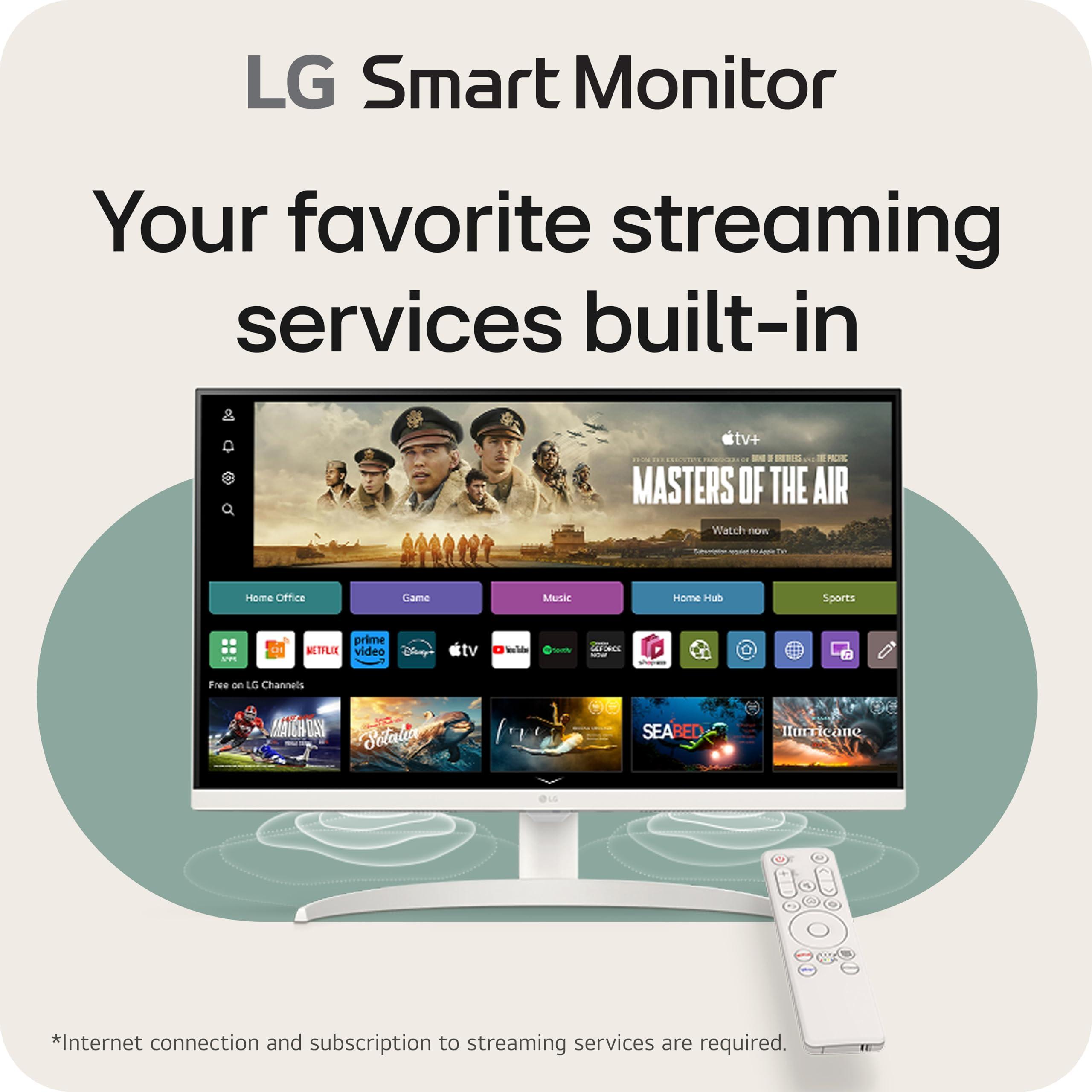LG LG 27SR75U-W MyView 27 inch 4K UHD (3840x2160) IPS HDR10 USB Type-C 65W PD Smart Monitor webOS 23 AirPlay Screen Share Bluetooth ThinQ App Built-in Speaker HDMI White