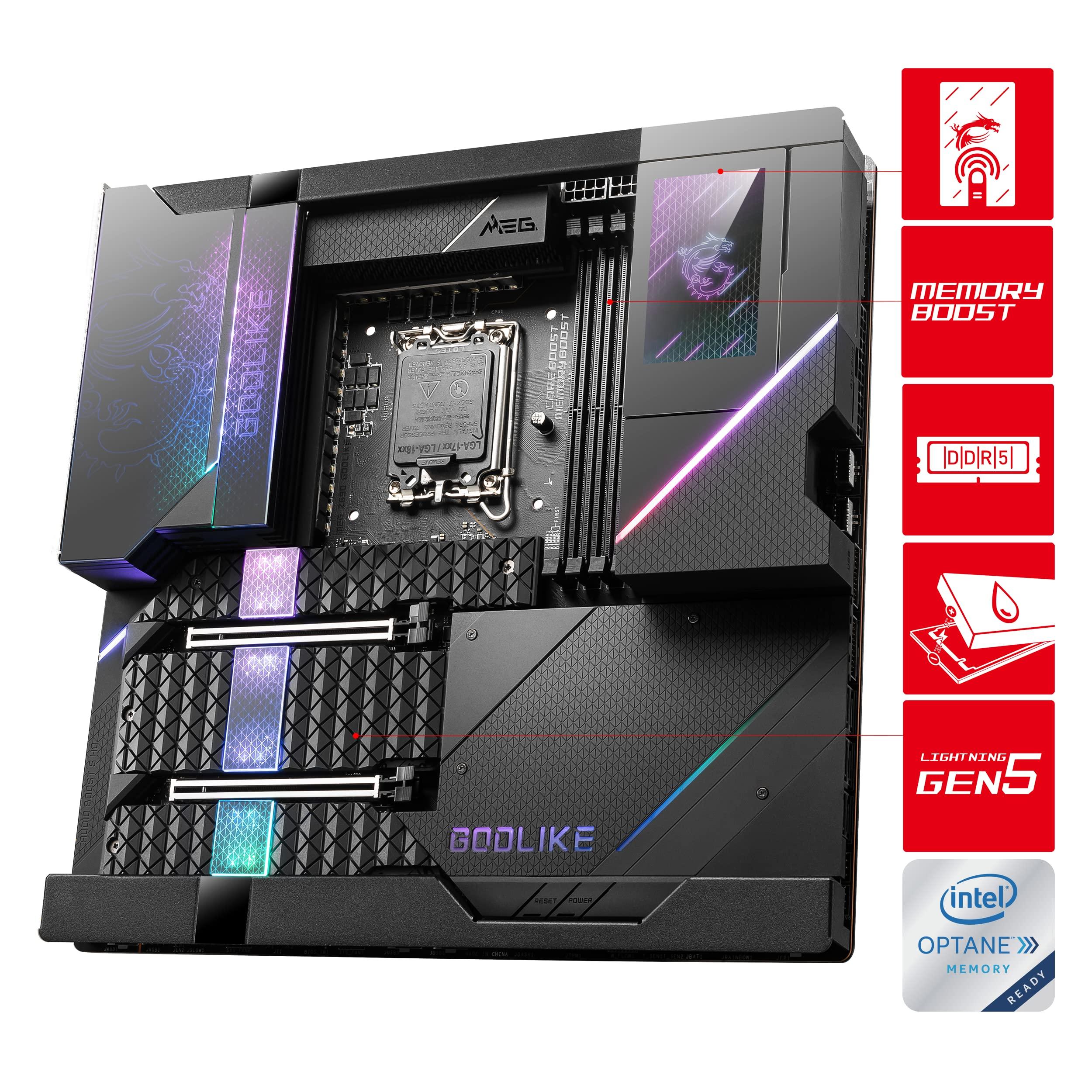 MSI MSI MEG Z690 GODLIKE Gaming Motherboard (E-ATX, 12th Gen Intel Core, LGA 1700 Socket, DDR5, PCIe 5, 10G LAN, M.2 Slots, Wi-Fi 6E)