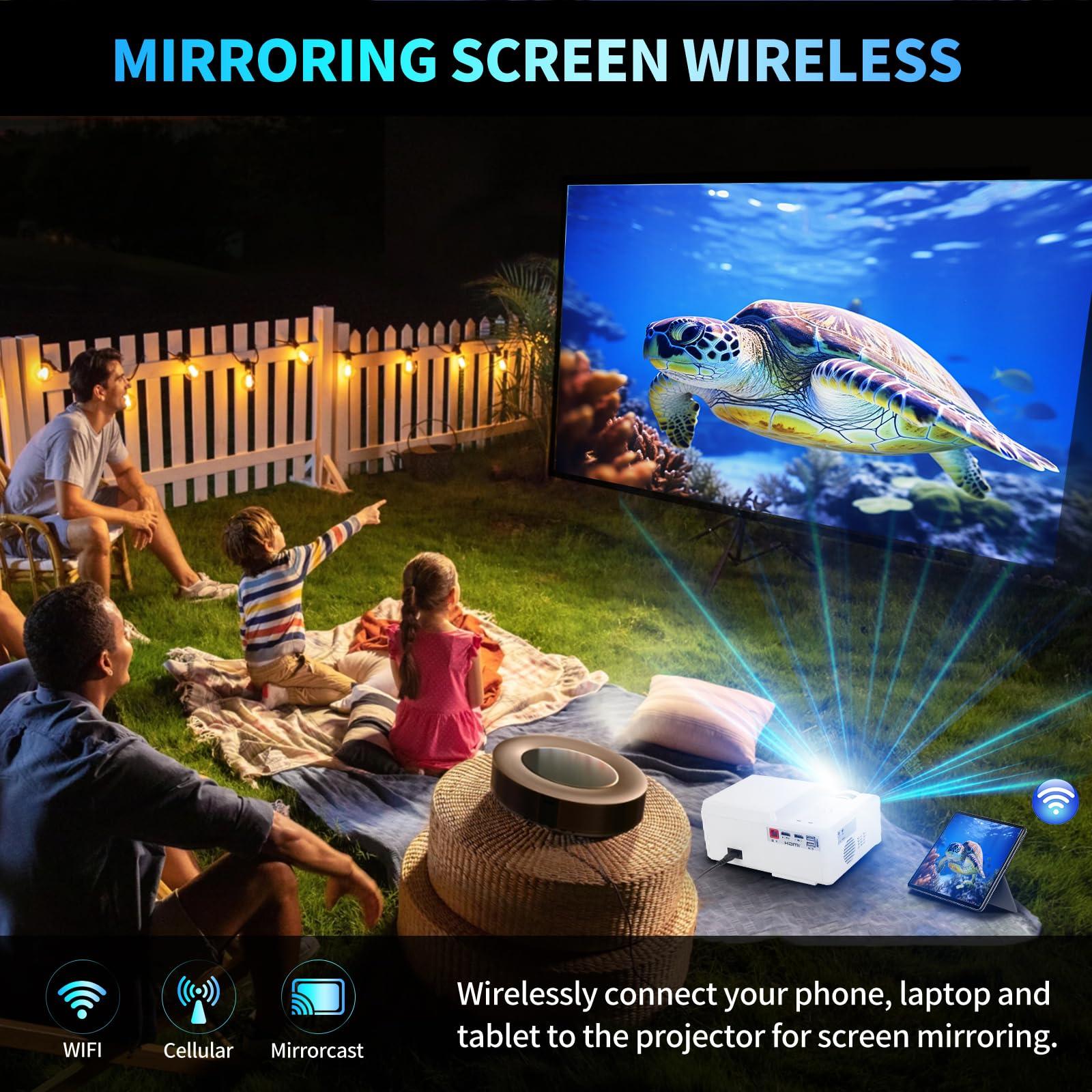 TODANGAI Projector with DVD player, Bluetooth and Wifi, Mini Projector 1080P HD for Bedroom, Indoor Movie Player with USB Reader, Projector Portable for Outdoor Party, Support HDMI RCA AUX USB Remote Control