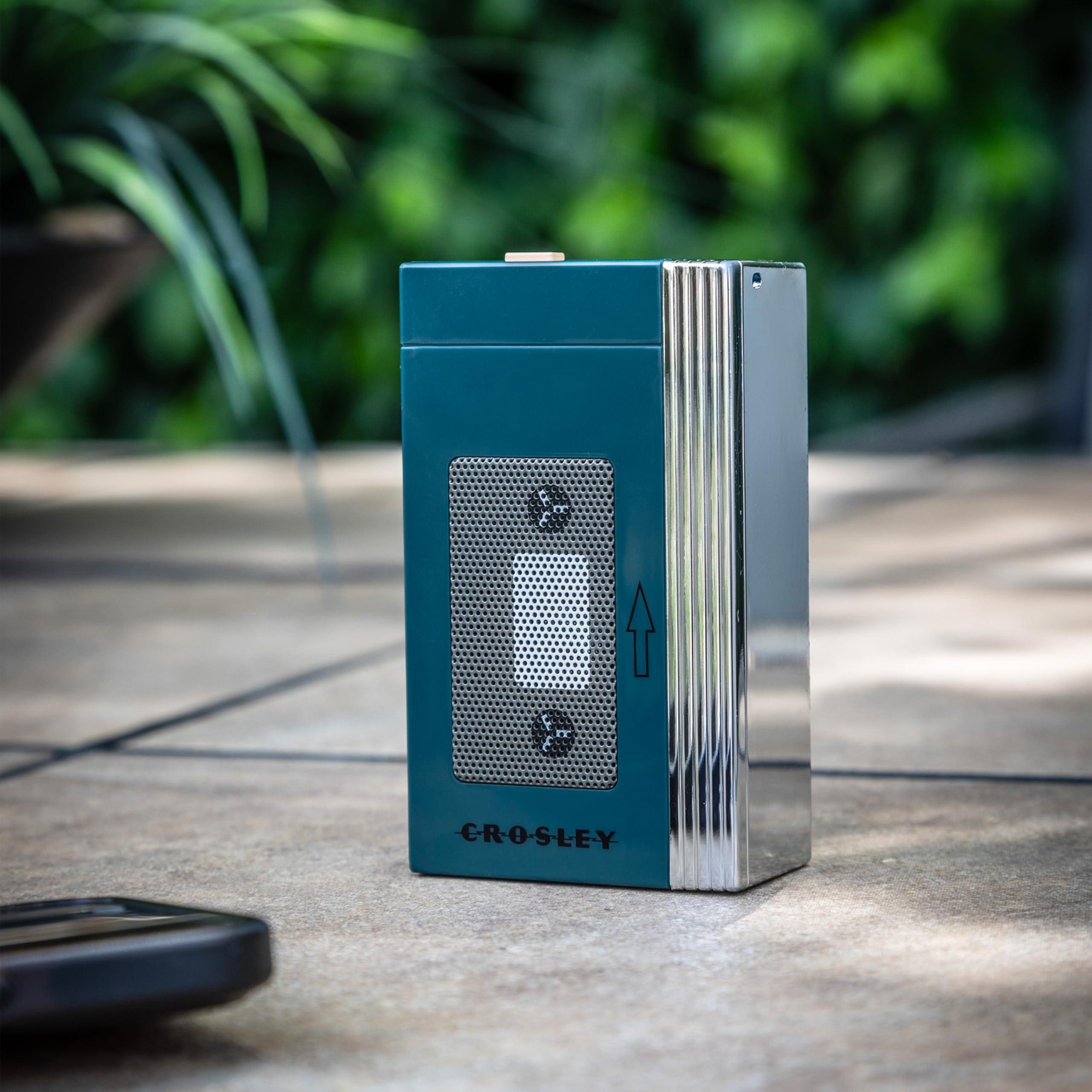 Crosley Crosley CR3047A-TL Mini Retro 80's Portable Bluetooth Speaker, Wireless with Microphone, Vintage, Teal