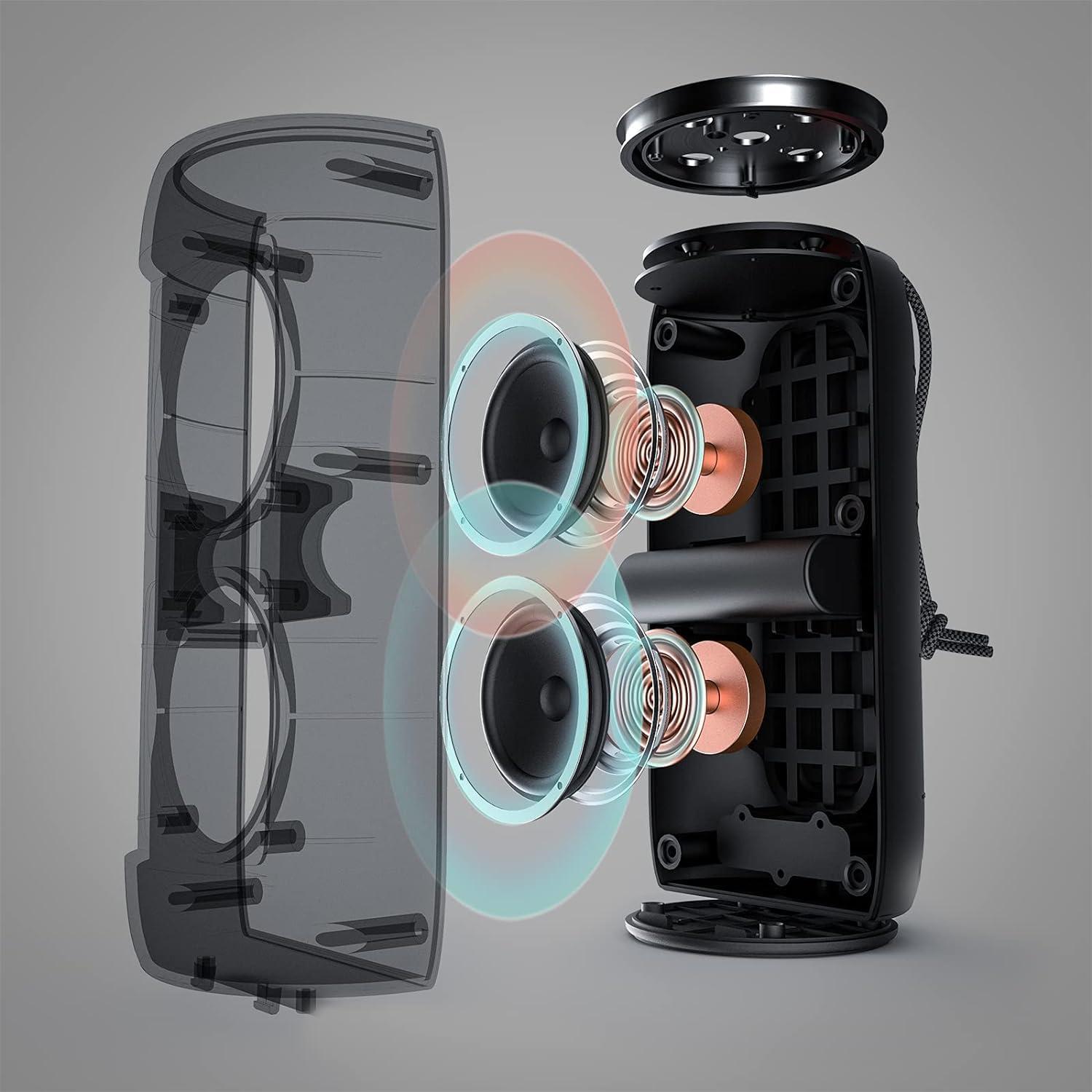 Monster Monster S310 Upgraded Bluetooth Speaker, Portable Bluetooth Speaker, 30W True Wireless Stereo Pairing Deliver Dynamic Sound, IPX6 Waterproof, Bluetooth 5.2 Built-in Mic, 24H,for Family Outdoor Black