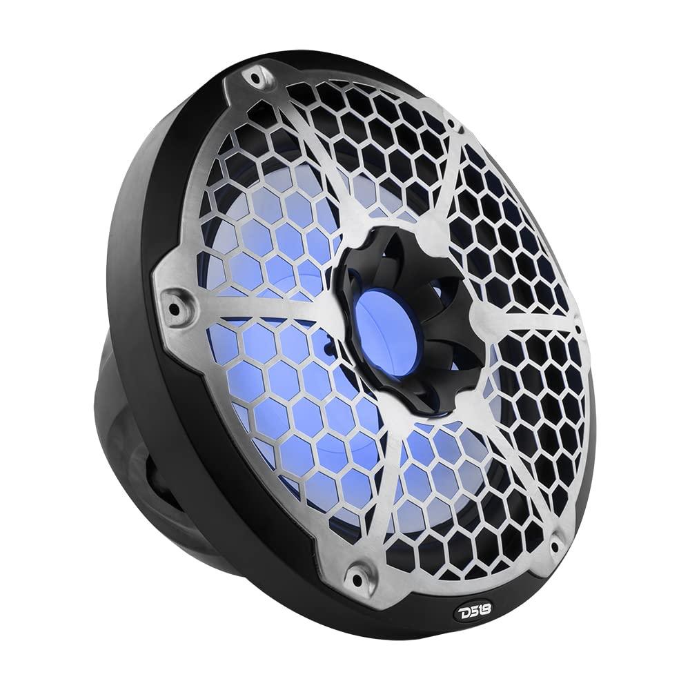 DS18 DS18 NXL-10SUB/BK Hydro 10\" Marine Subwoofer with Integrated RGB LED Lights 600W Max, 100% UV Stable, IP65 Waterproof, 4 Ohms - for All Elements, Boat, UTV, ATV & Jeeps (1 Speaker)